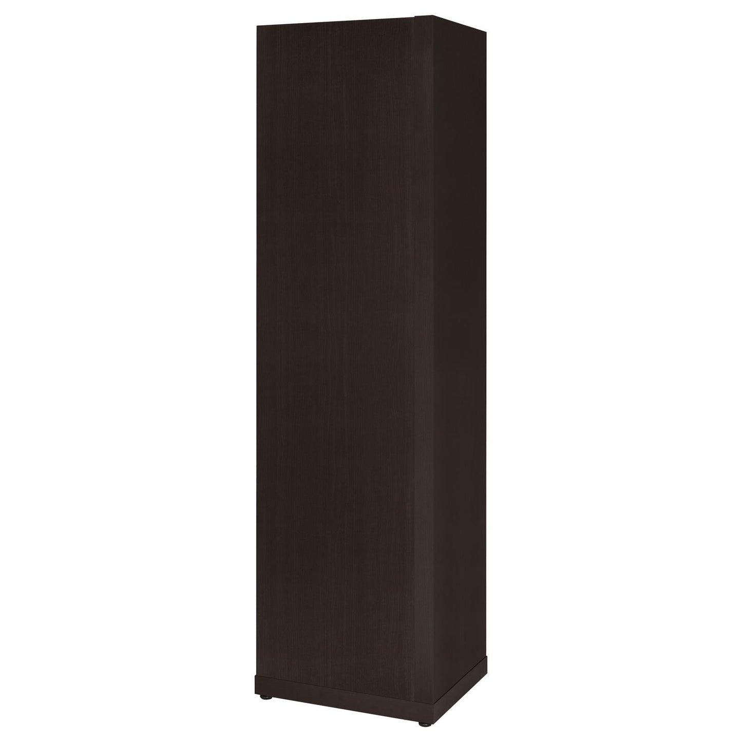 Tall dark wood veneer narrow storage cabinet with clean lines