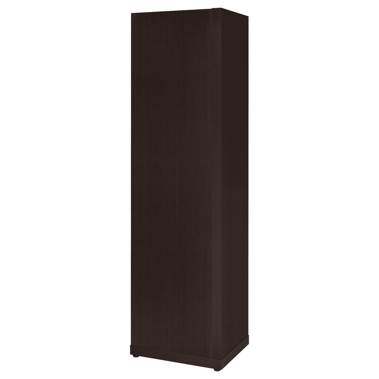 Tall dark wood veneer narrow storage cabinet with clean lines