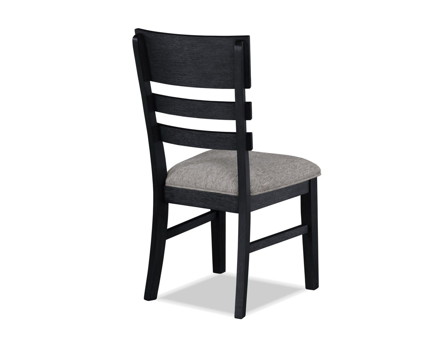 Black dining chair with horizontal slats and upholstered seat