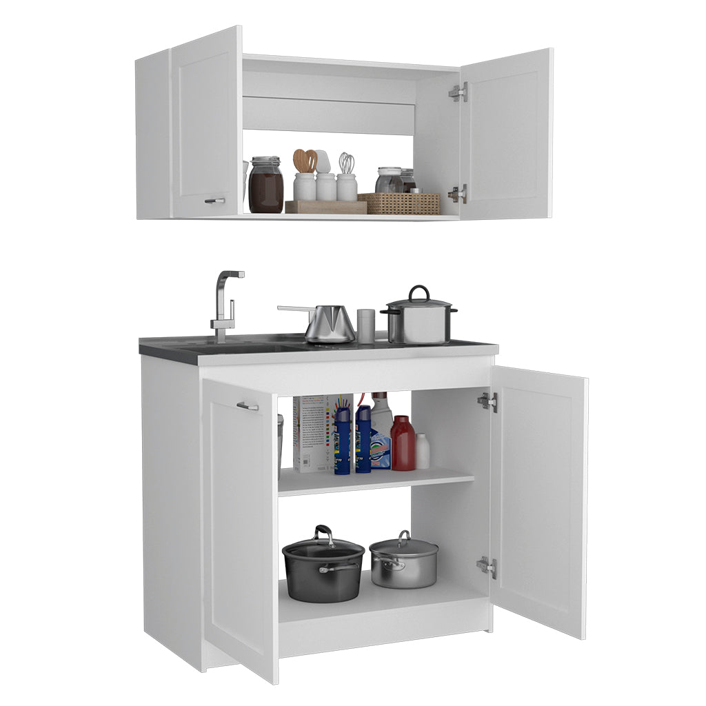 Compact kitchen cabinet set with sink and storage