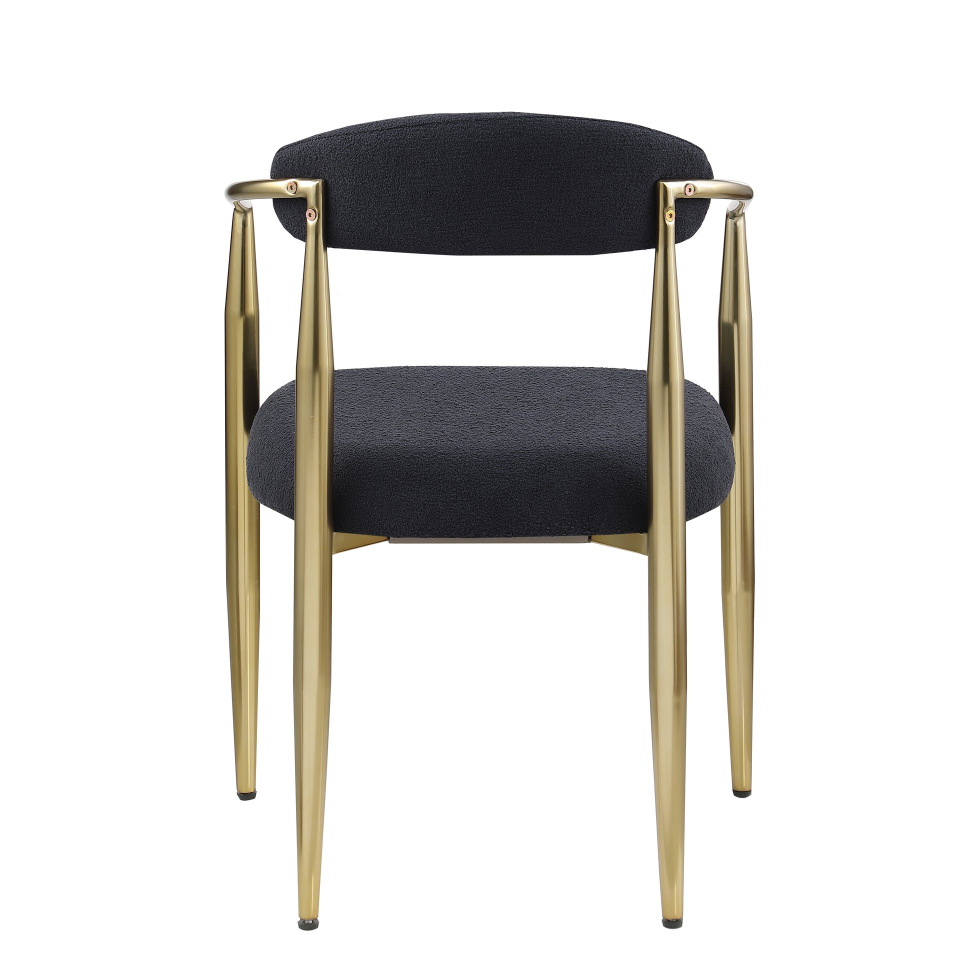 Black boucle armchair with modern gold metal legs