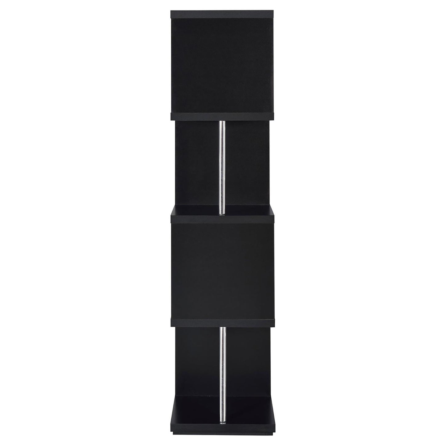 Black fourtier modern shelf unit with chrome supports