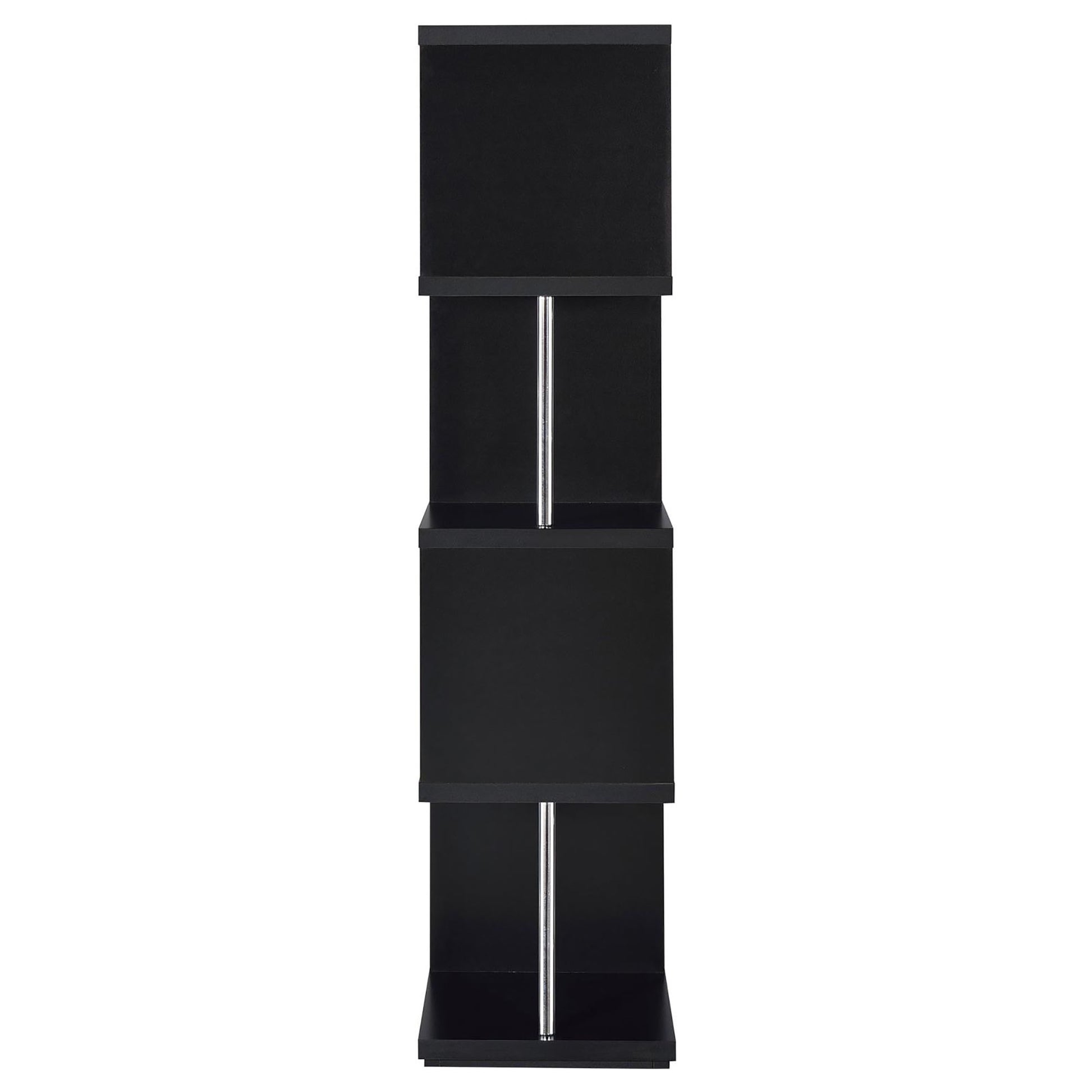 Black fourtier modern shelf unit with chrome supports