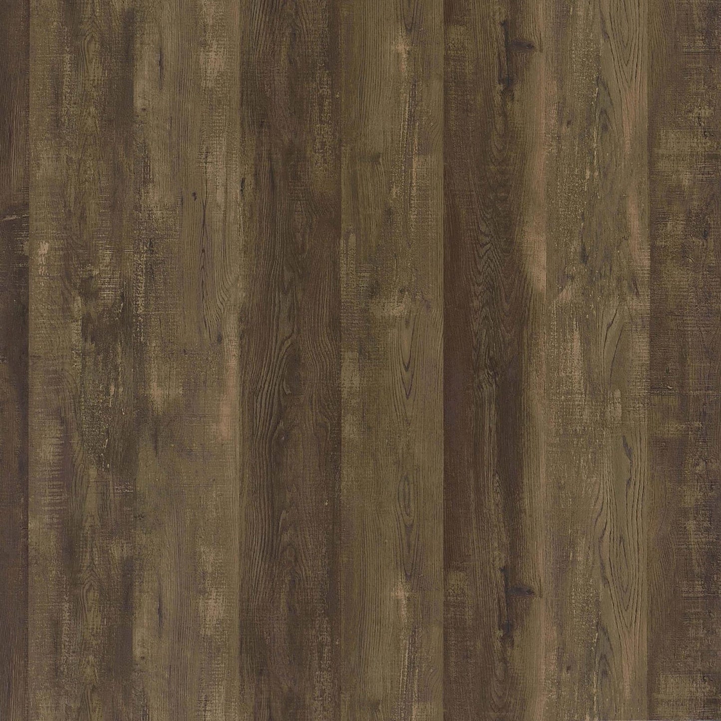 Dark brown distressed wood plank flooring sample