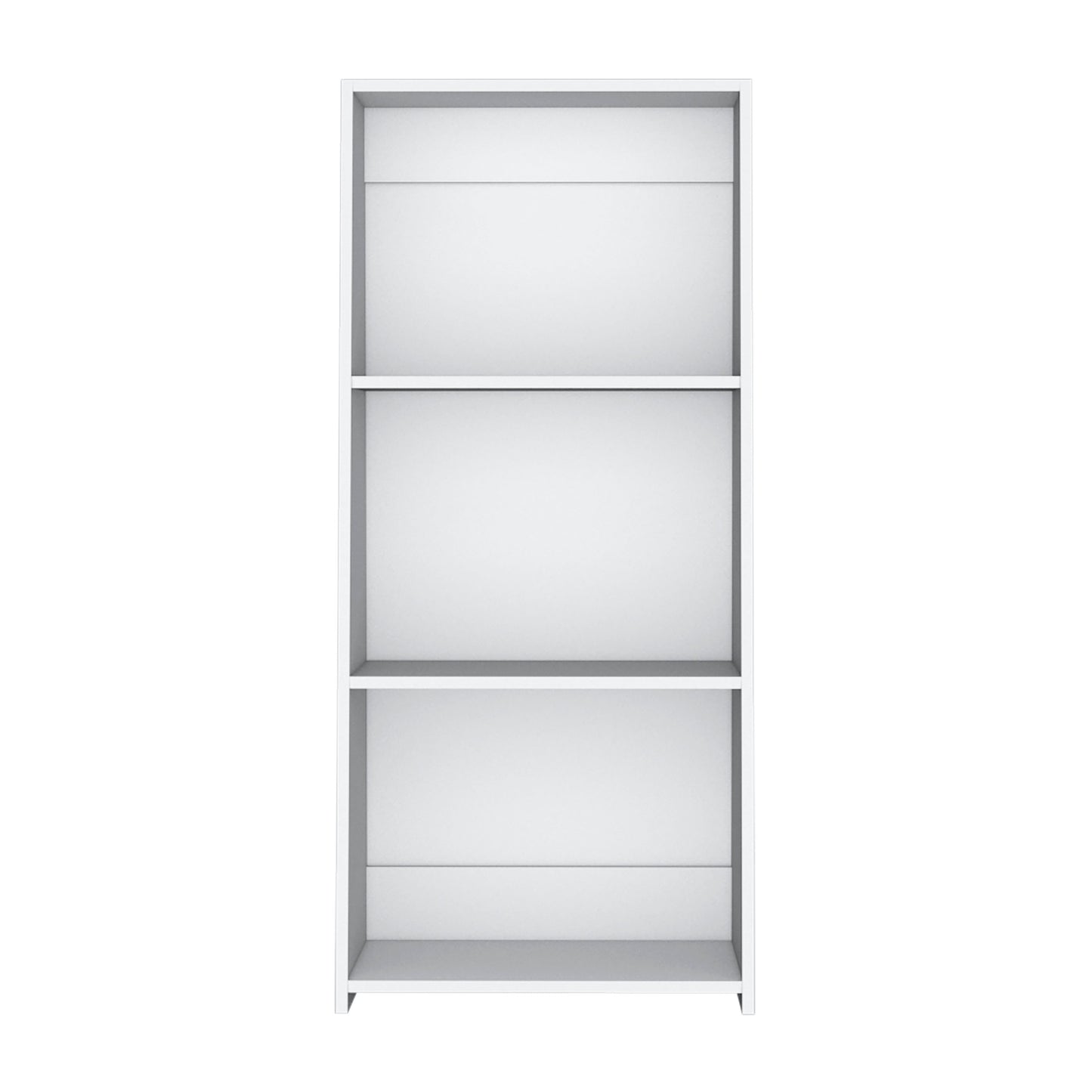 Minimalist white threeshelf bookcase
