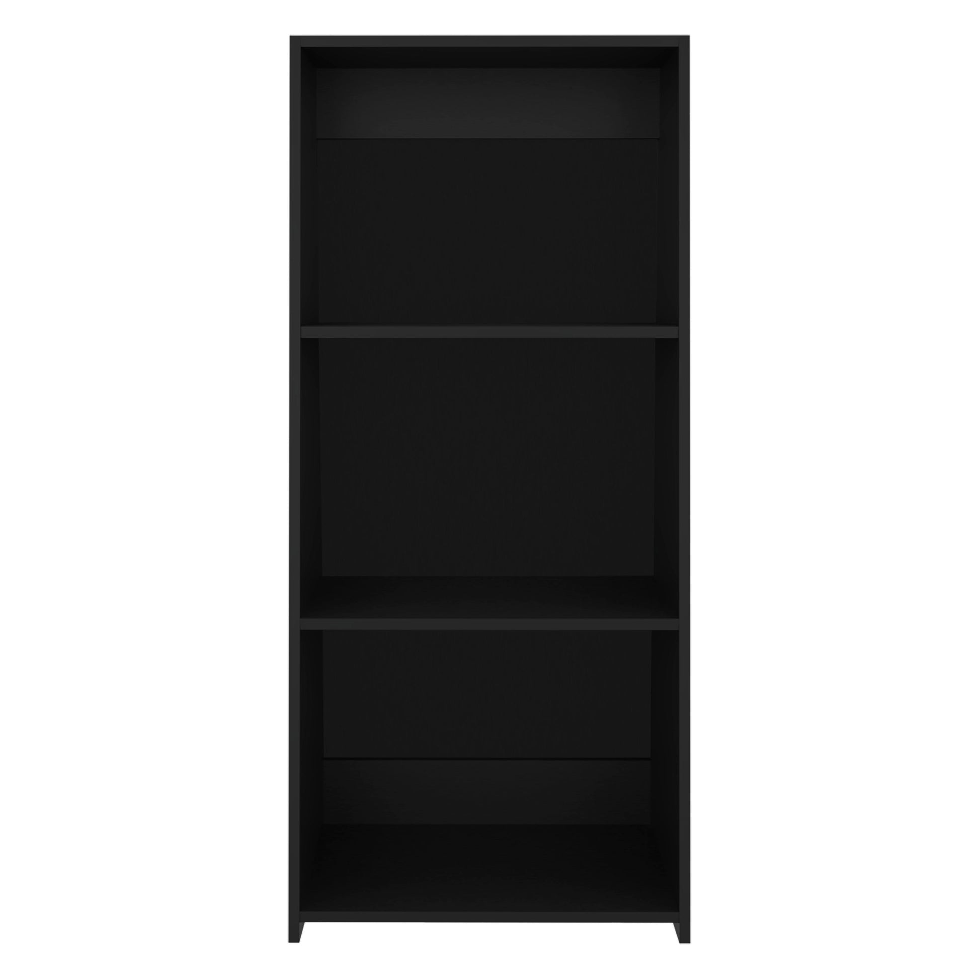 Sleek black threeshelf bookcase