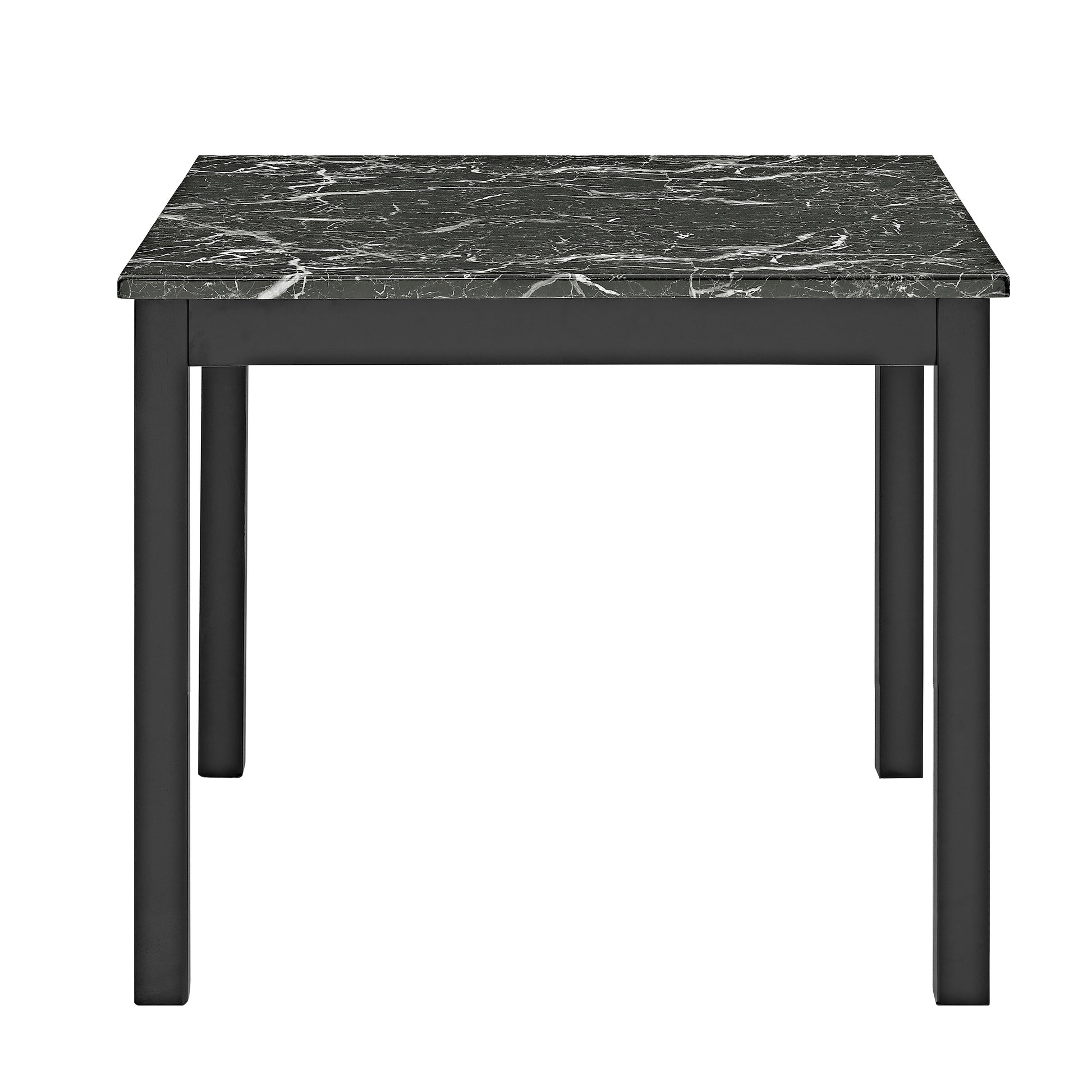 Square marble dining table with black legs