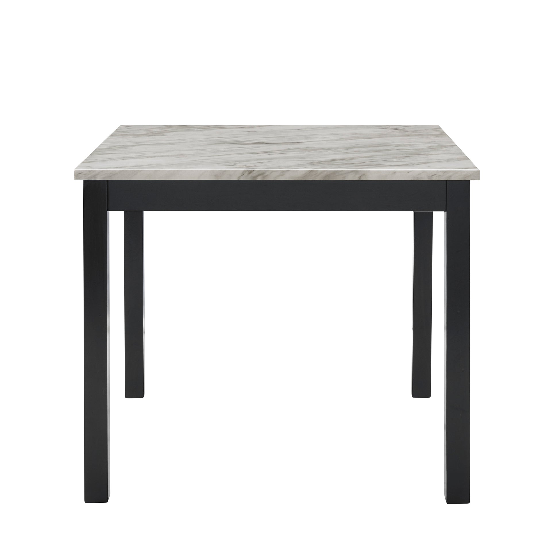 Square marble top dining table with black wooden legs