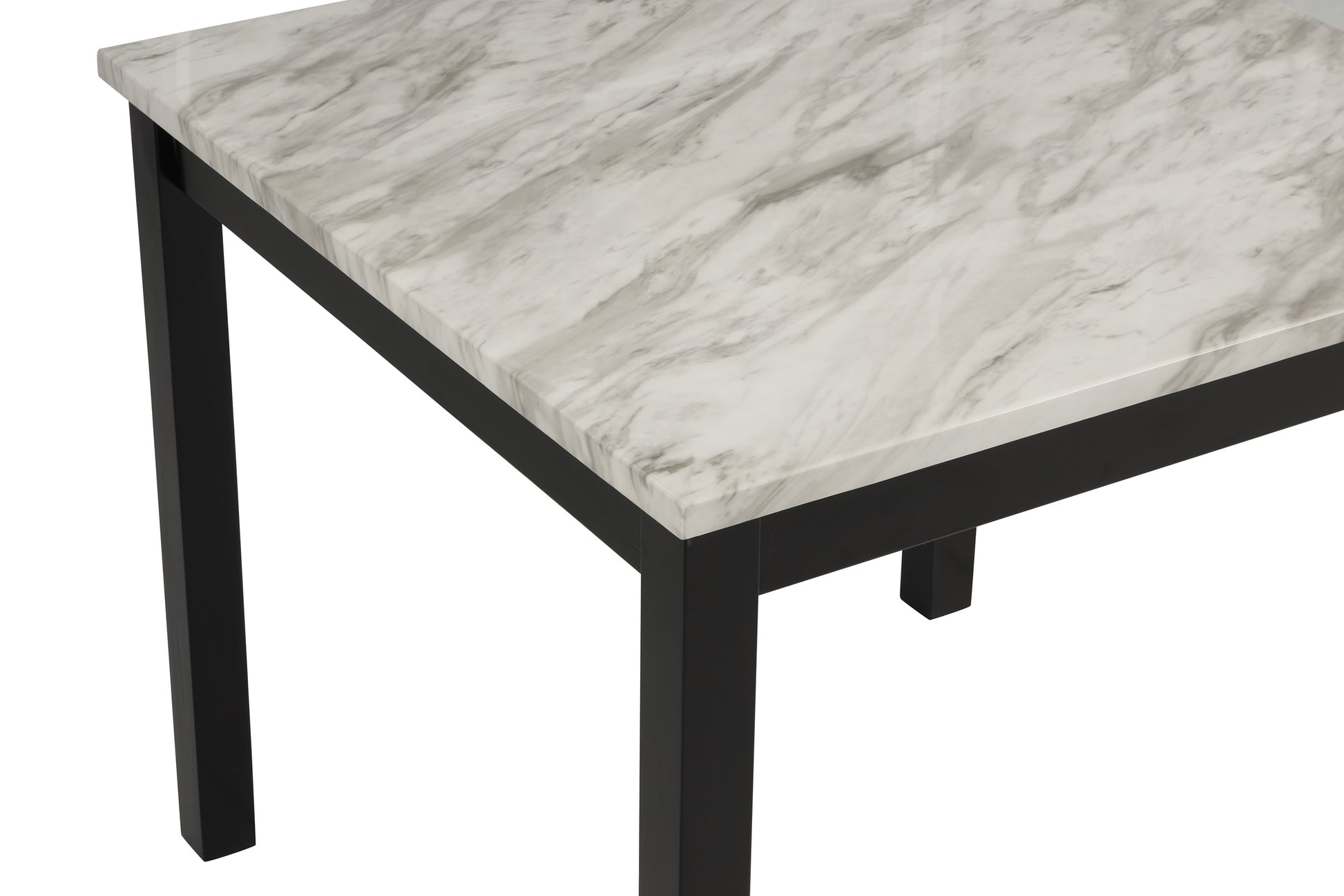 Modern marbleeffect dining table with black metal legs