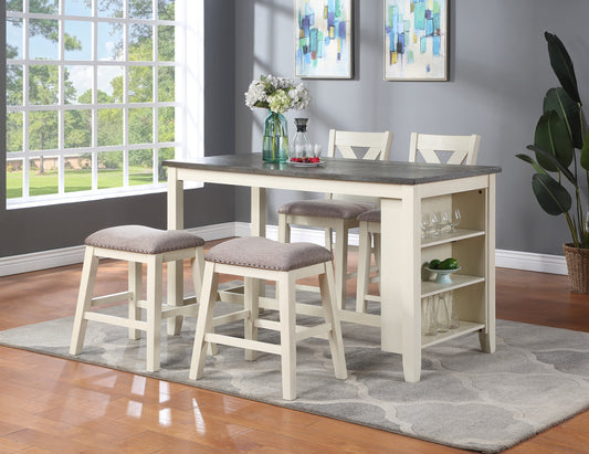 Cream and grey counter height dining set with stools