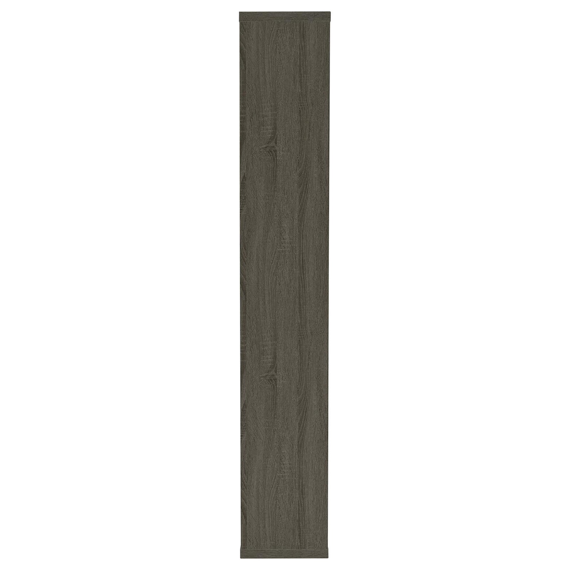 Dark gray wood grain laminate panel for furniture assembly