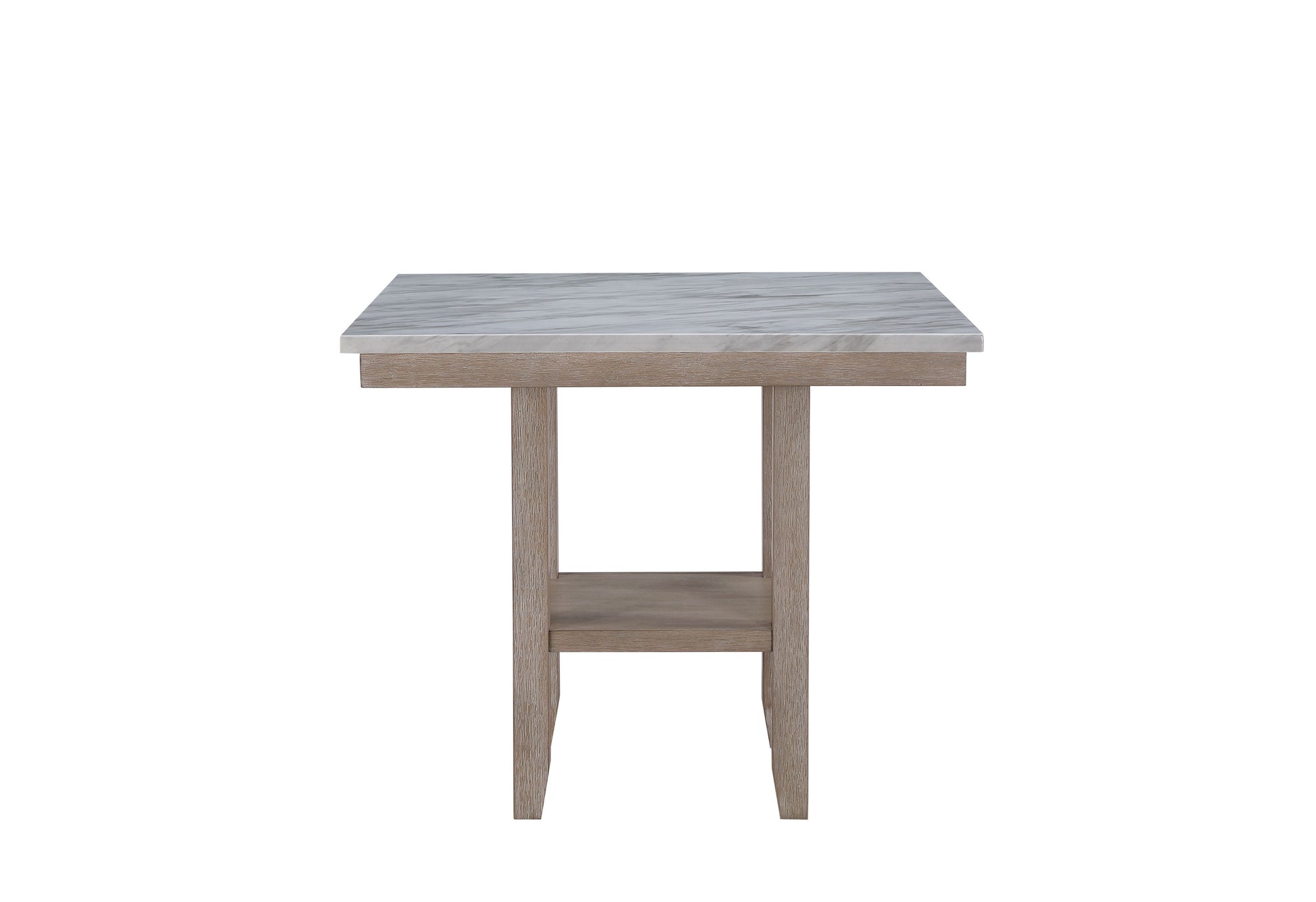 Modern side table with white marble top and light oak wood base