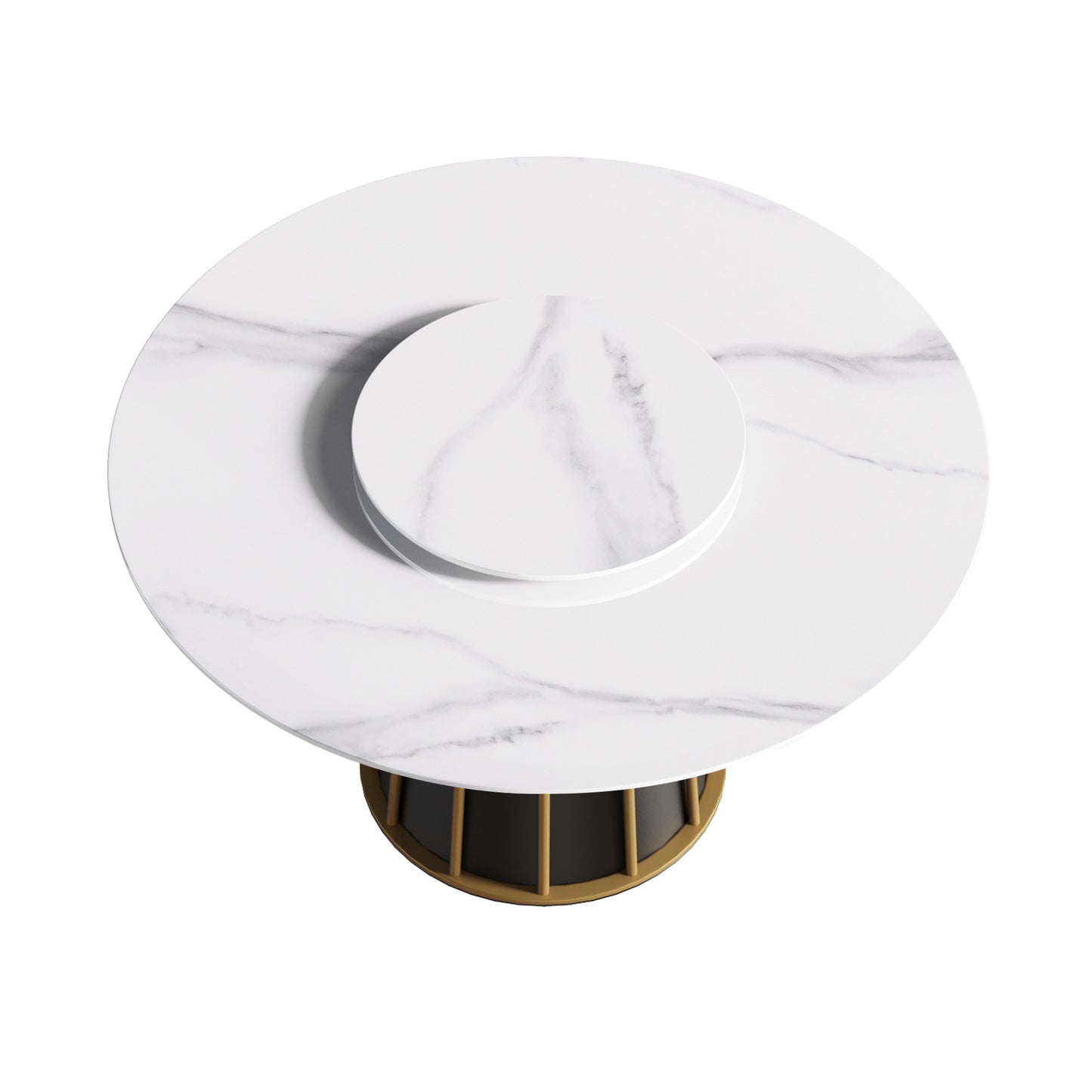 Round white marble top coffee table with gold base