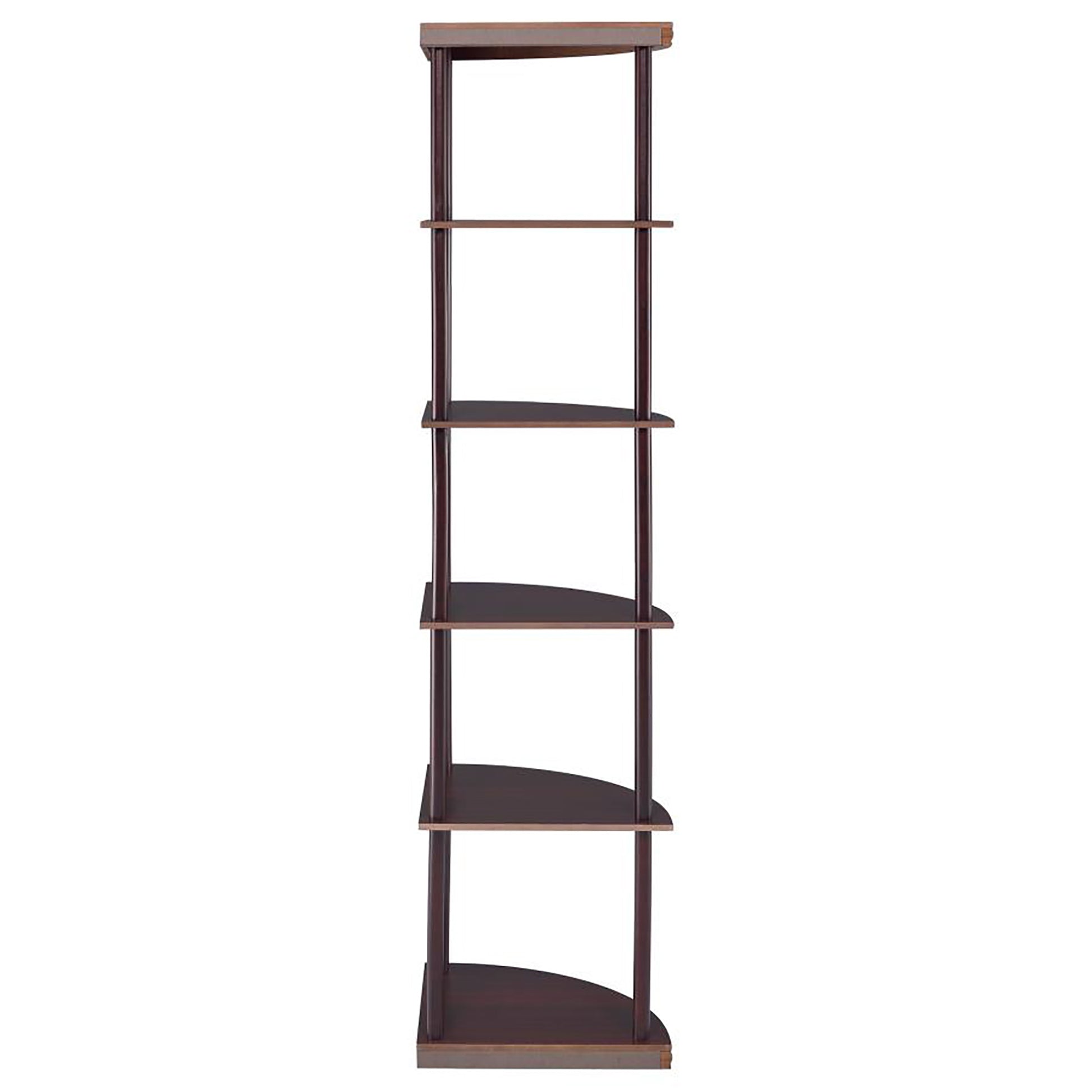 Dark wood fivetier corner shelf unit