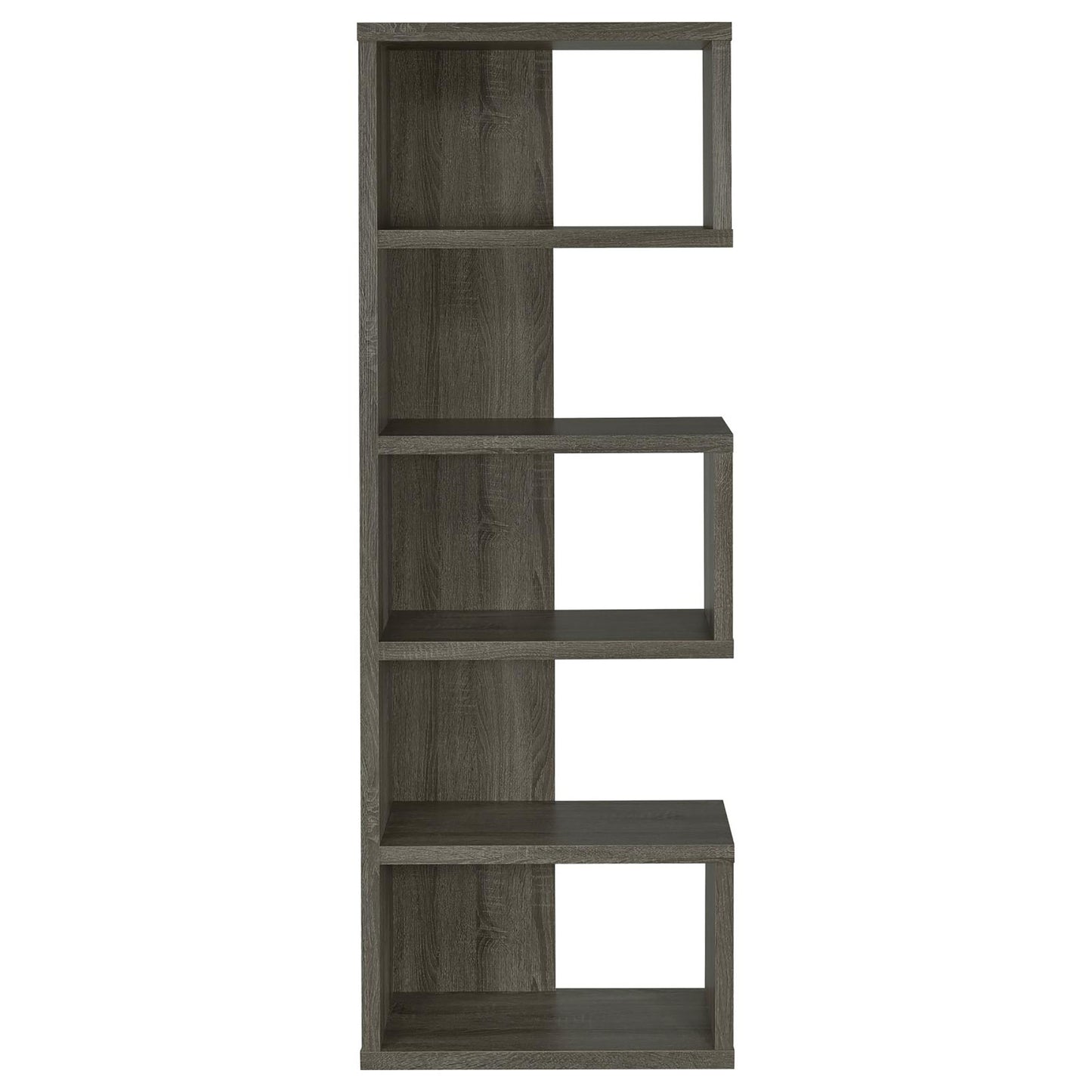 Modern gray oak staggered bookshelf