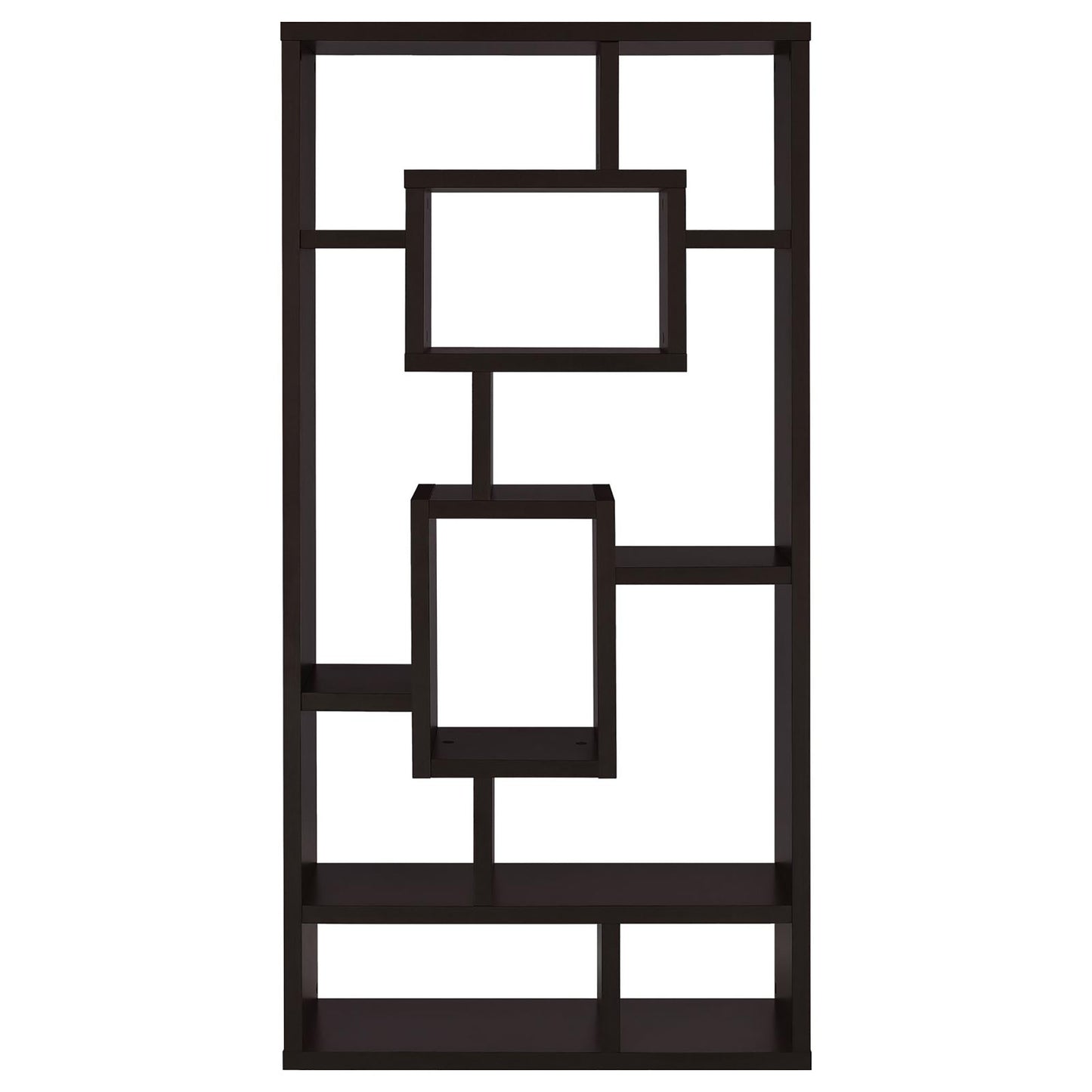 Dark brown modern geometric shelf unit for home decor