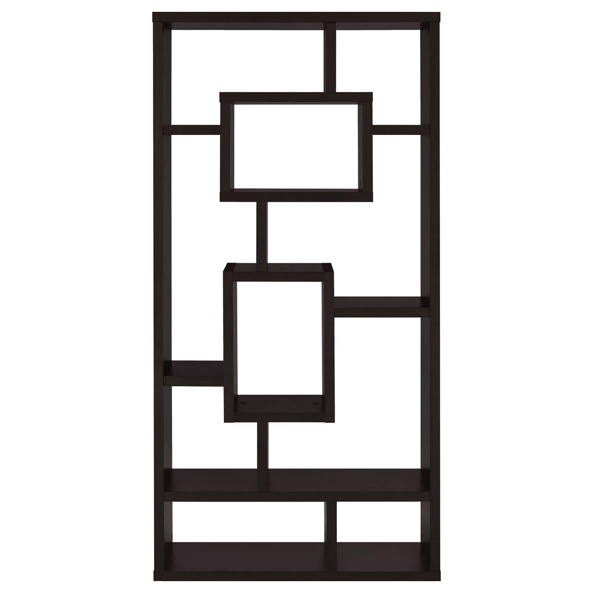 Dark brown modern geometric shelf unit for home decor