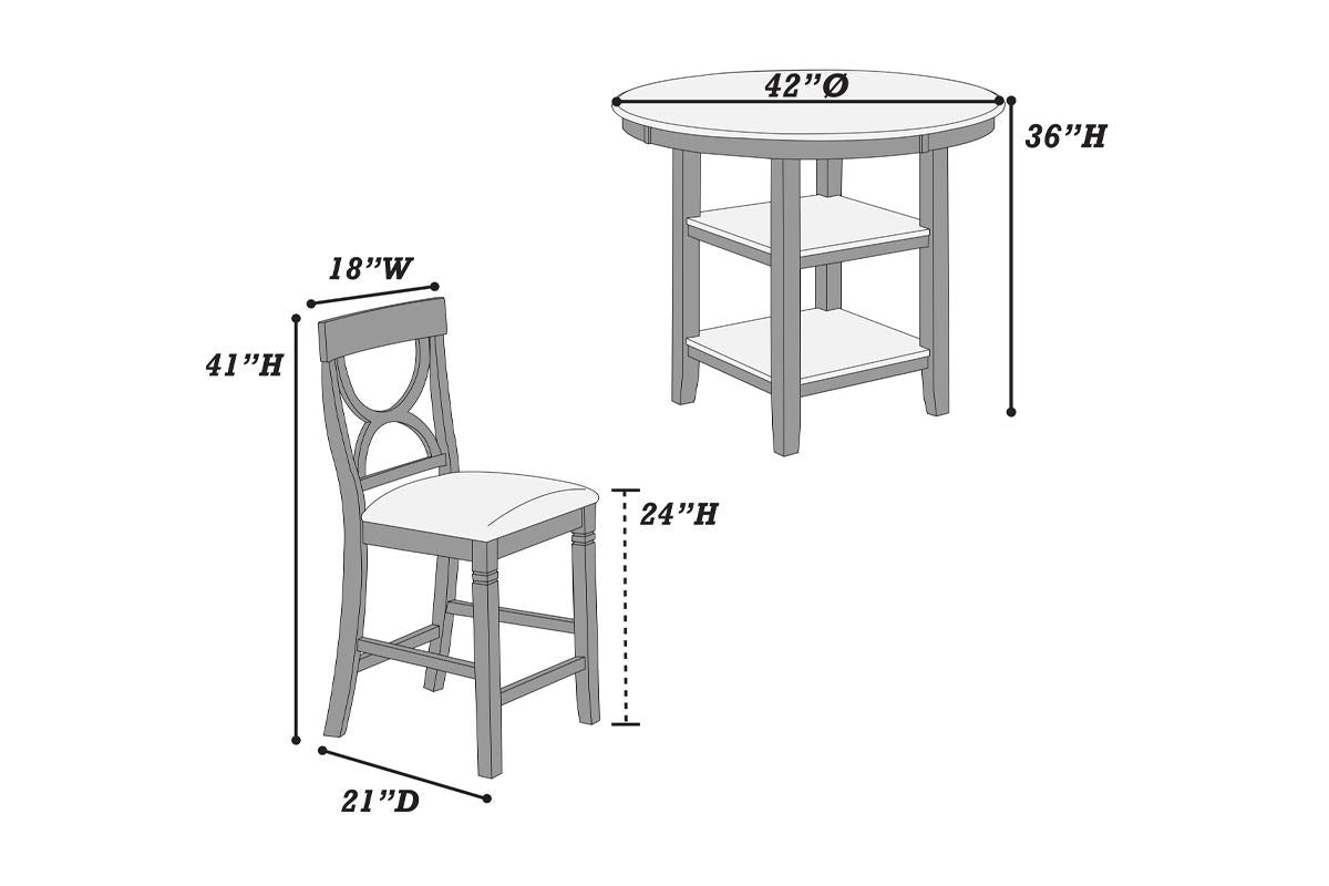 Gray upholstered counter height stool with decorative back