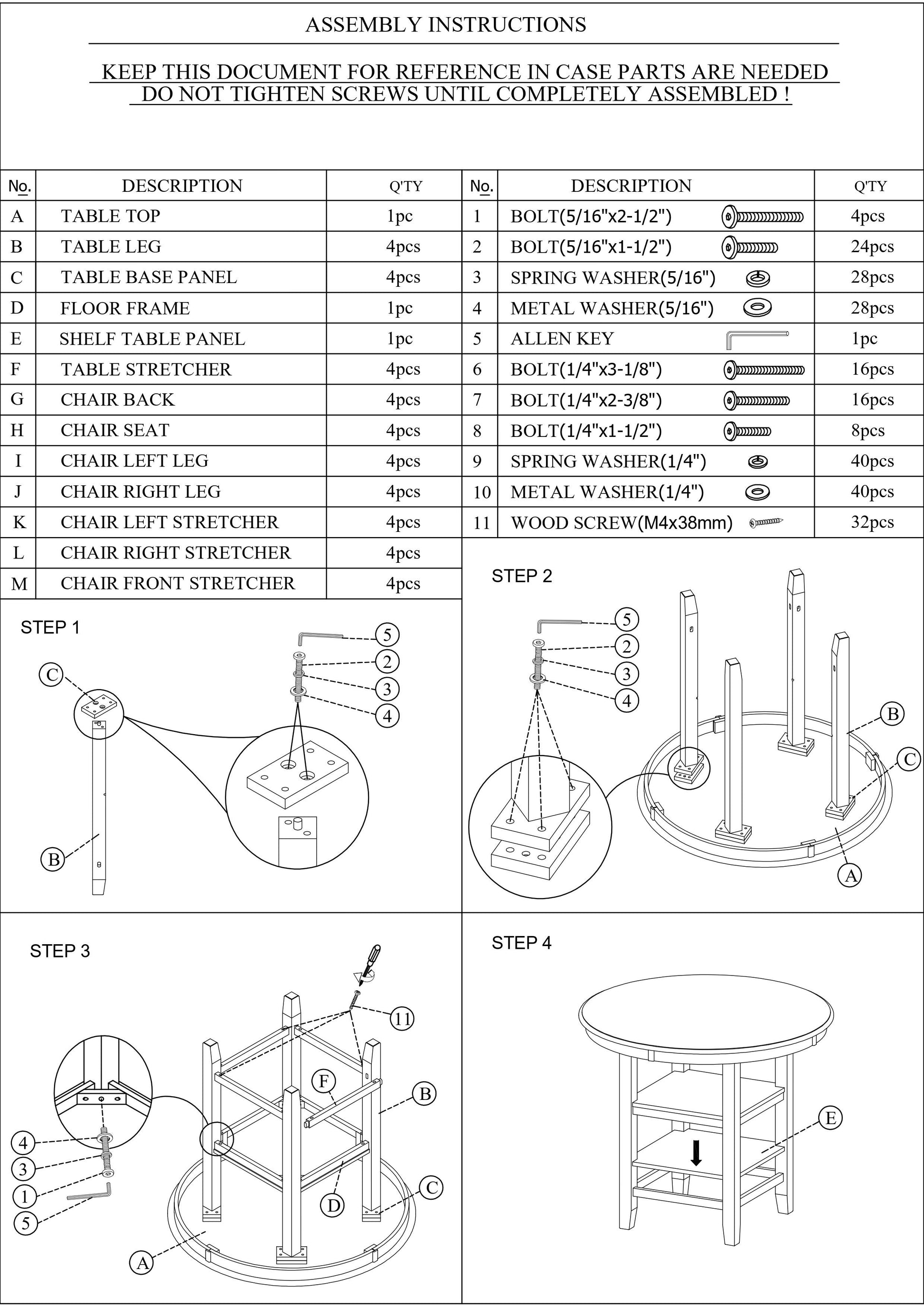 Table top for assembly