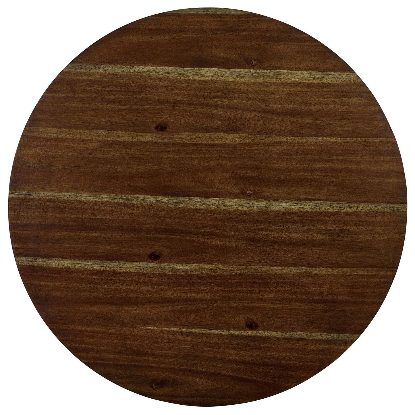 Circular dark wood tabletop with visible grain patterns