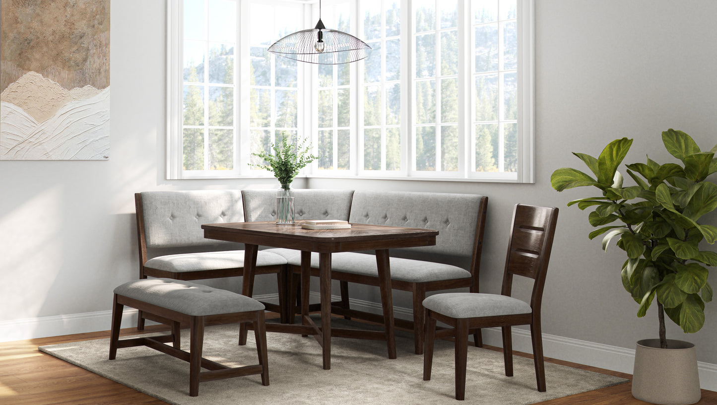 Small dining set with upholstered bench and chairs