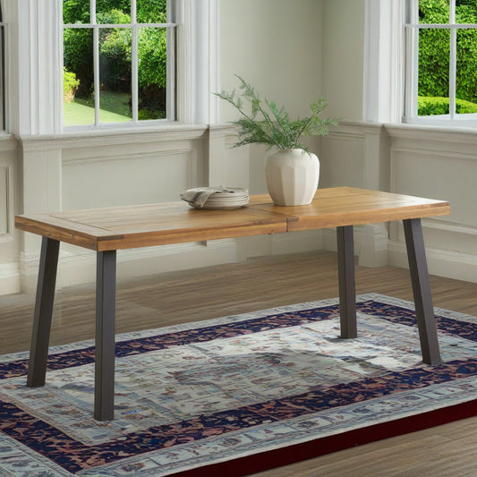 TREATLIFE HOME Acacia Wood Dining Table with Rustic Metal Legs, Modern Industrial Design, Natural Stained Finish
