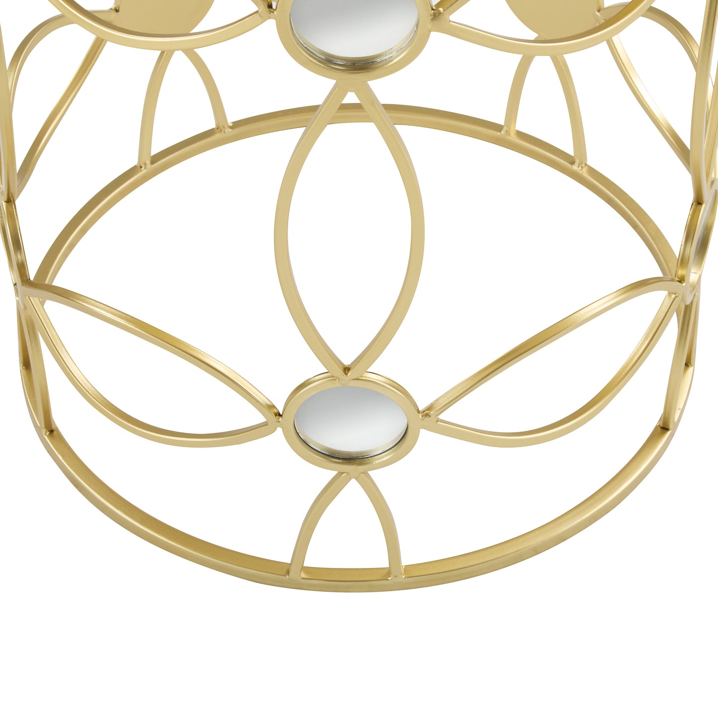 Gold metal geometric side table with mirrored accents