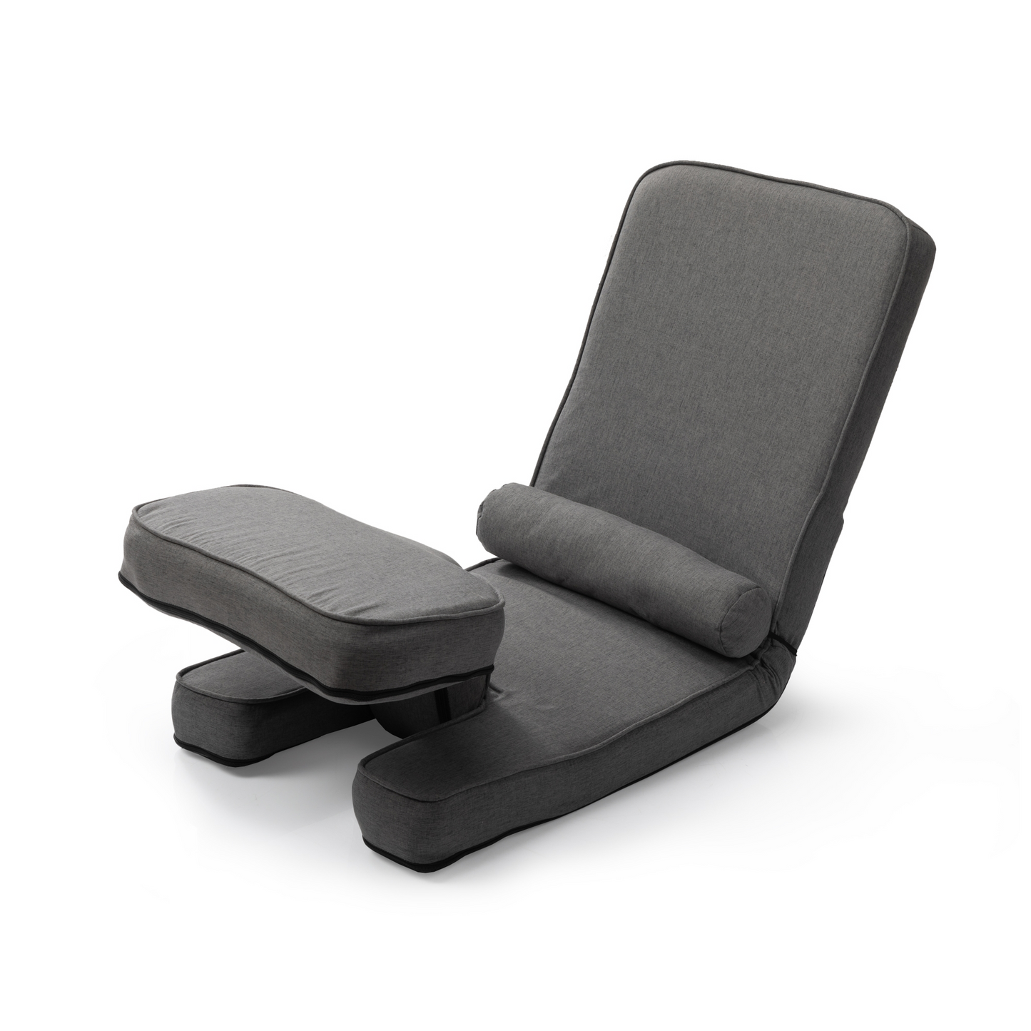 Dark gray adjustable floor chair with padded seat and backrest