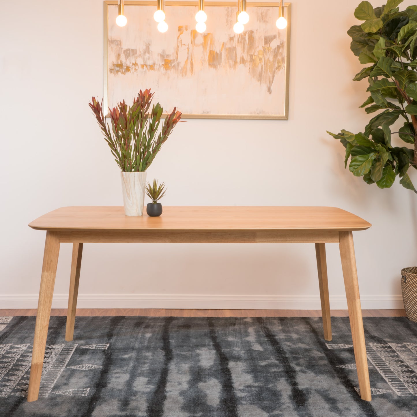 TREATLIFE HOME Mid-Century Modern Dining Table with Splayed Legs, Engineered Faux Wood Top, Walnut Finish, Retro Design