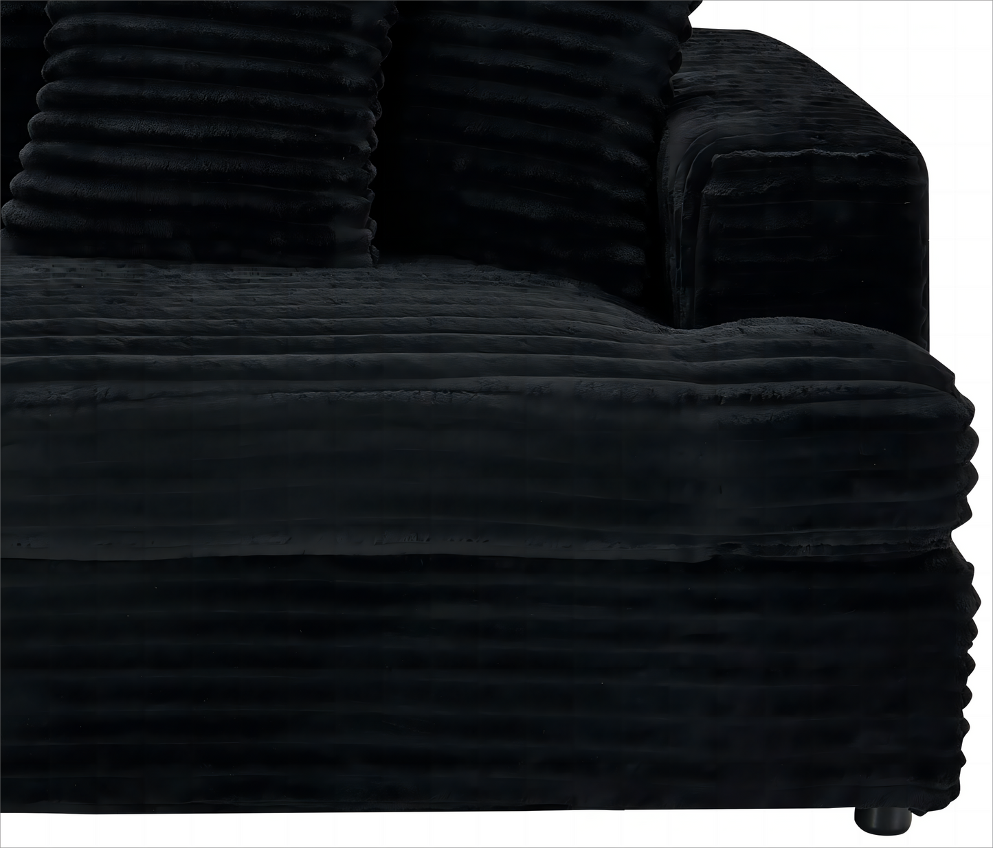 Black corduroy sofa detail