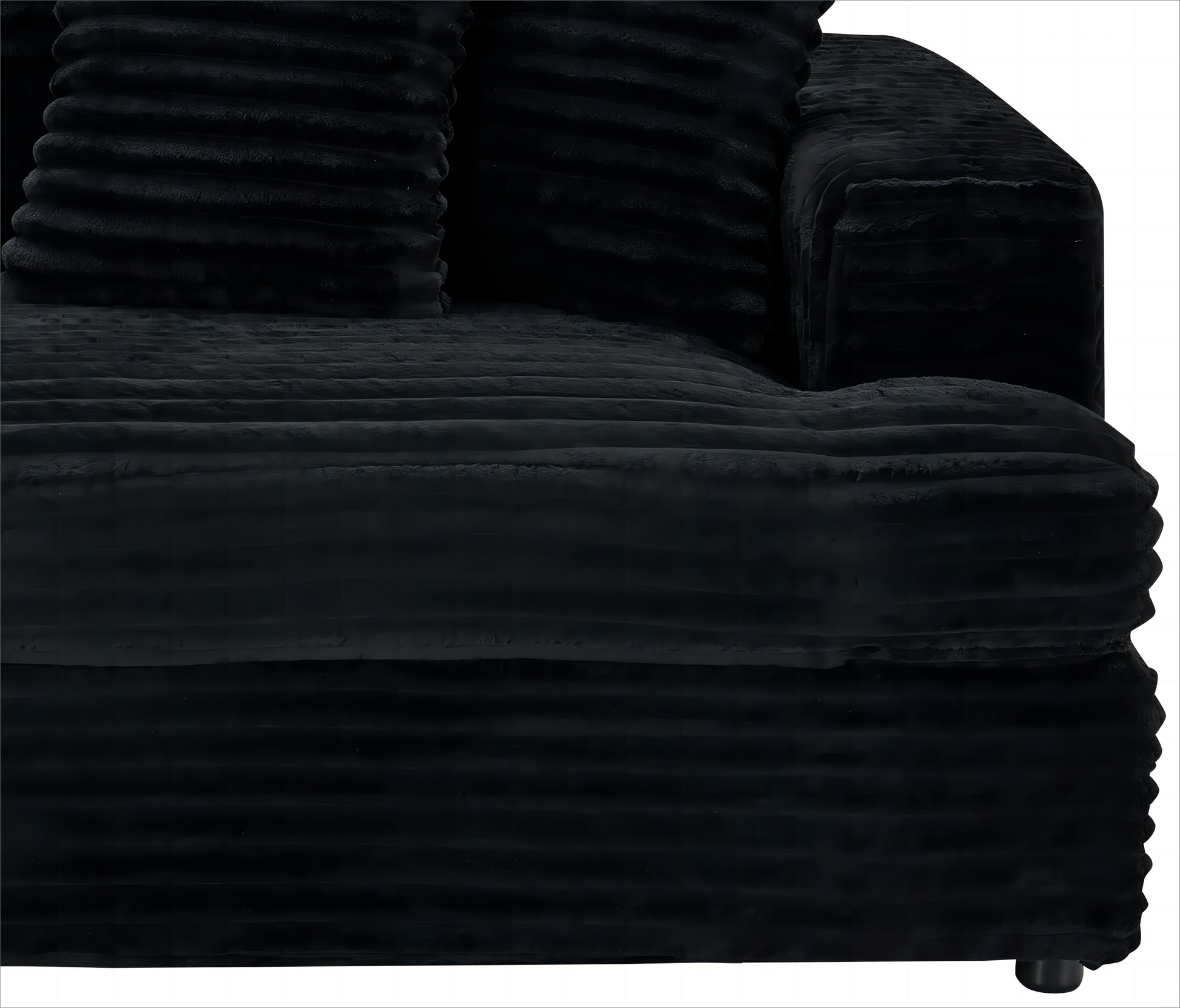 Black corduroy sofa detail