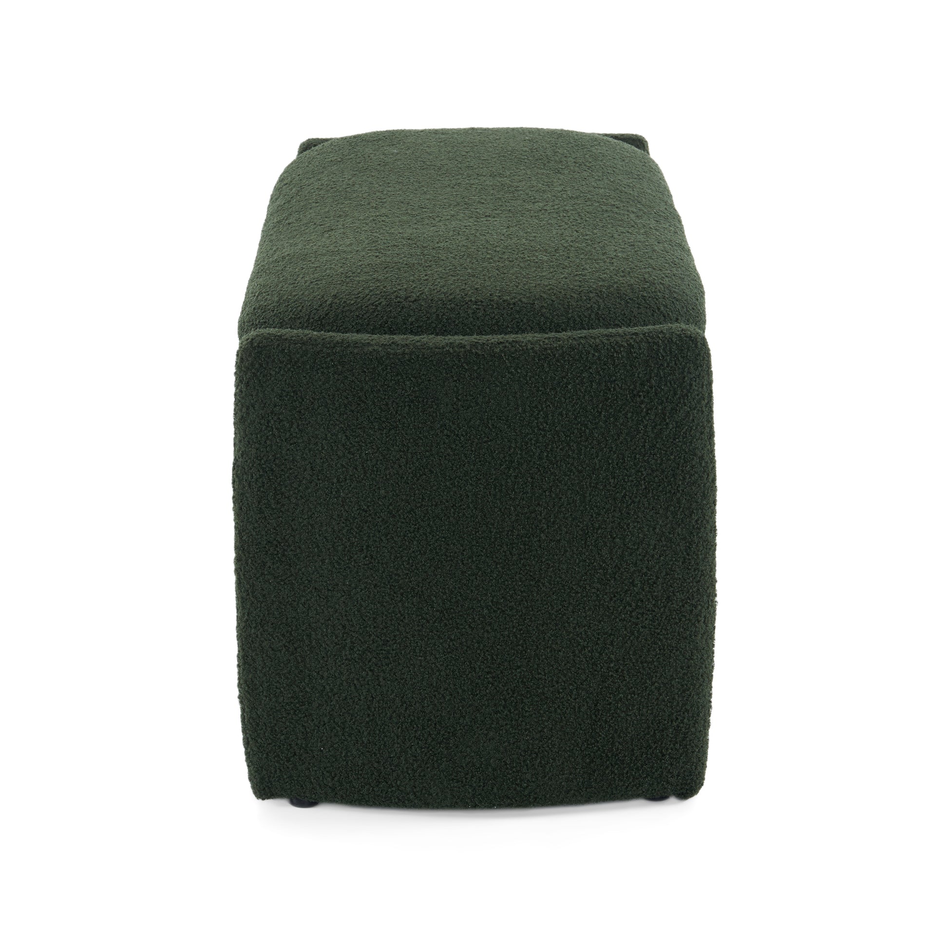 Dark green textured cube ottoman