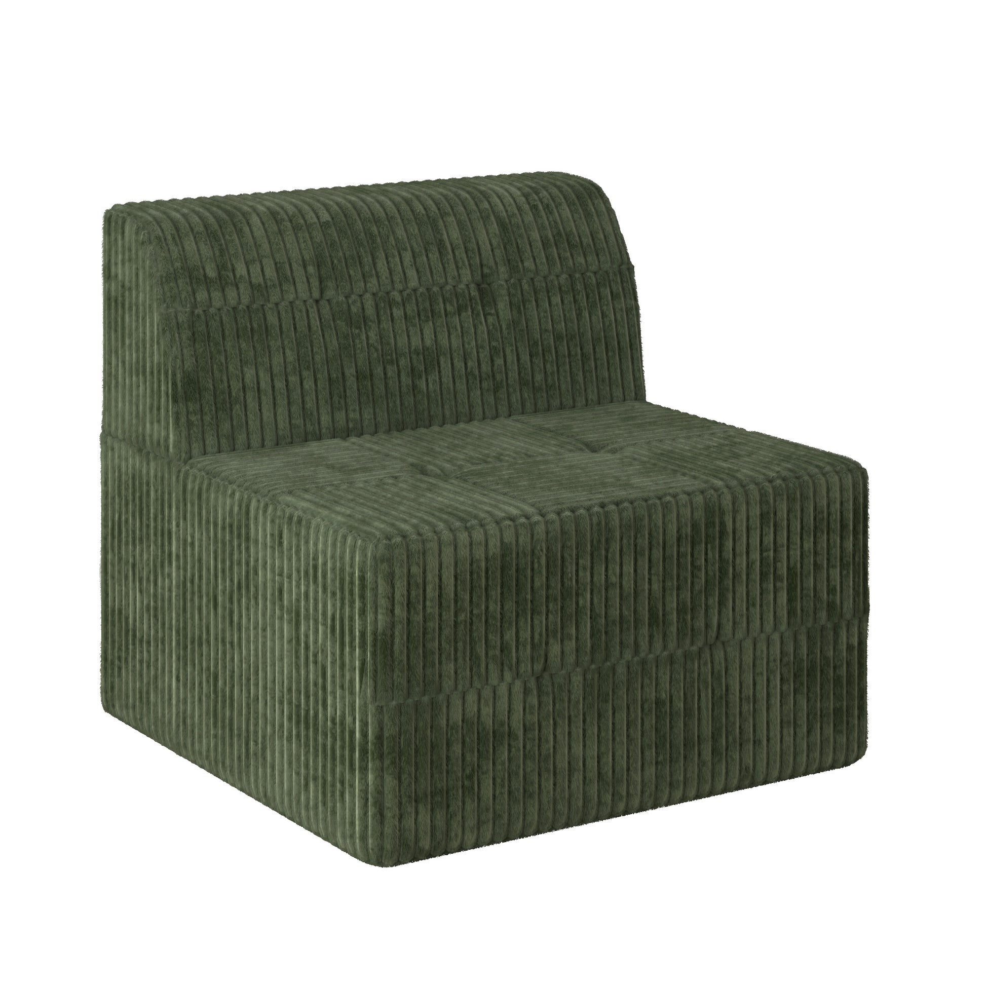 Green corduroy armchair module with plush texture