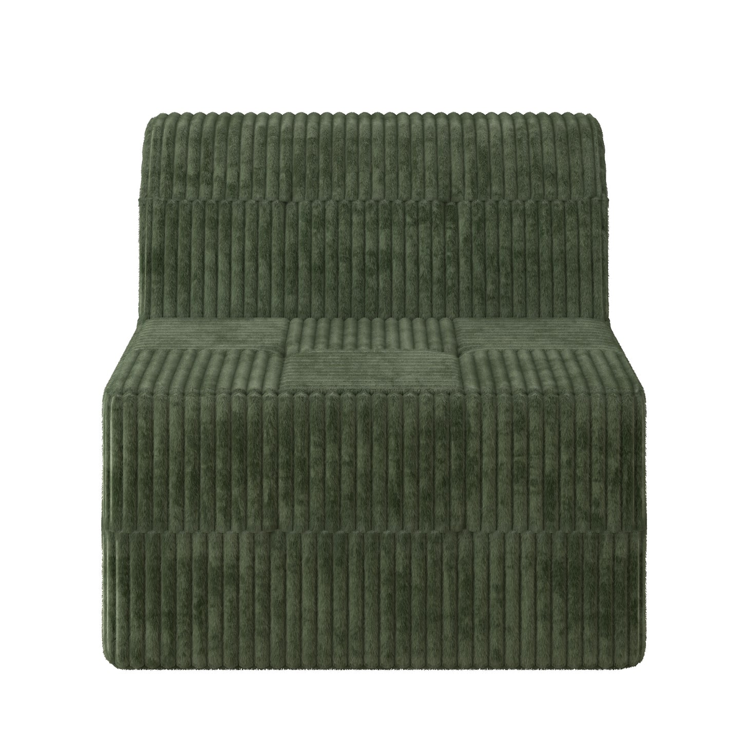 Green corduroy accent chair with plush fabric