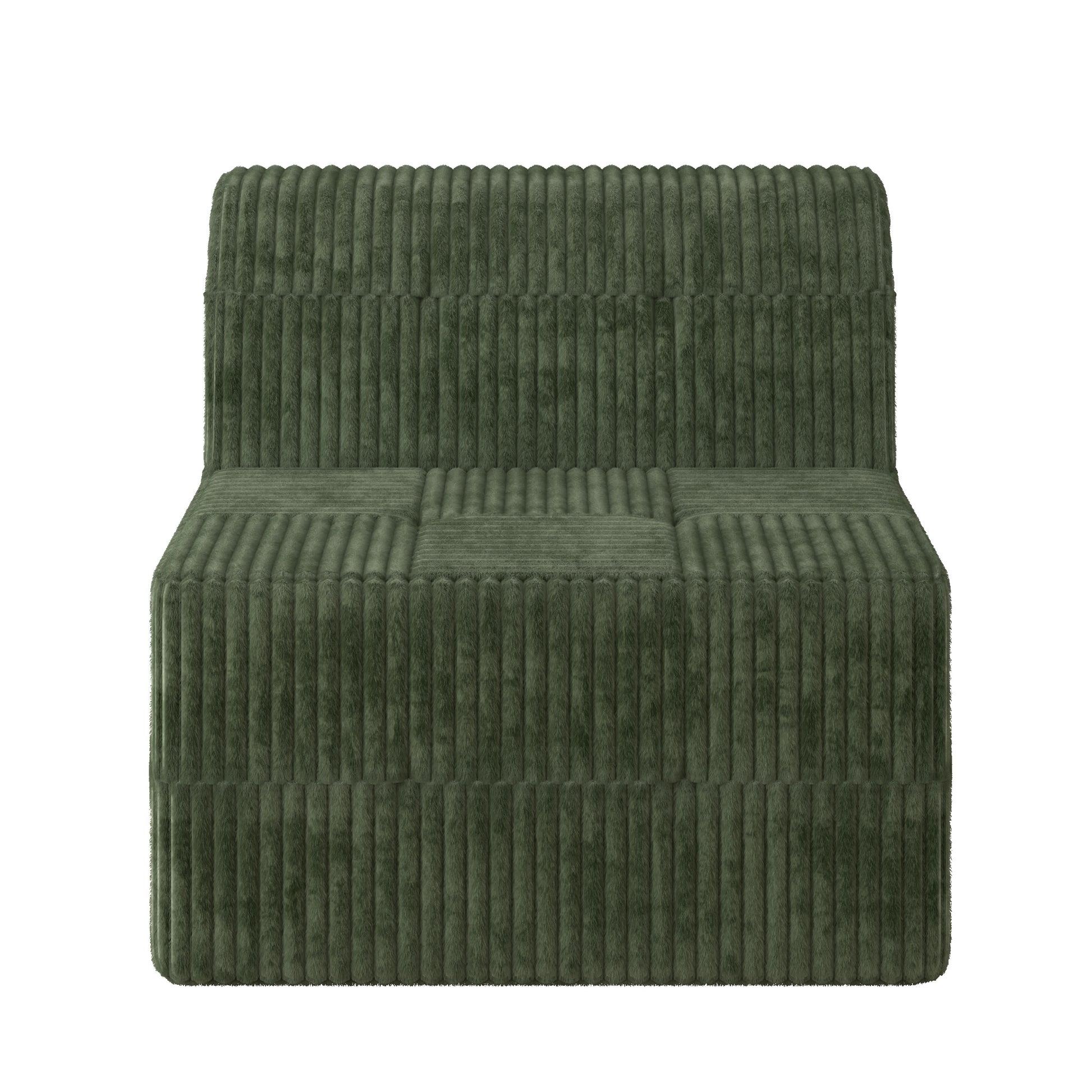 Green corduroy accent chair with plush fabric