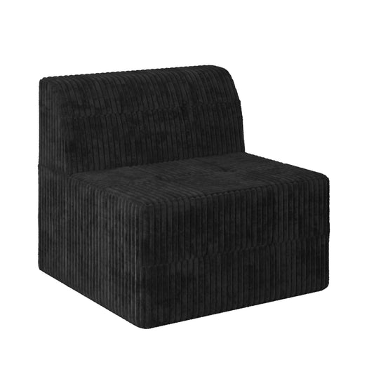 Black corduroy armchair with a modern minimalist design