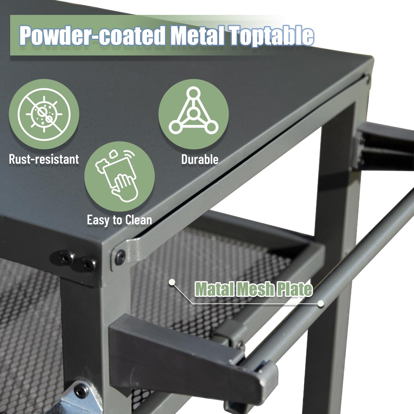 Dark grey powdercoated metal side table