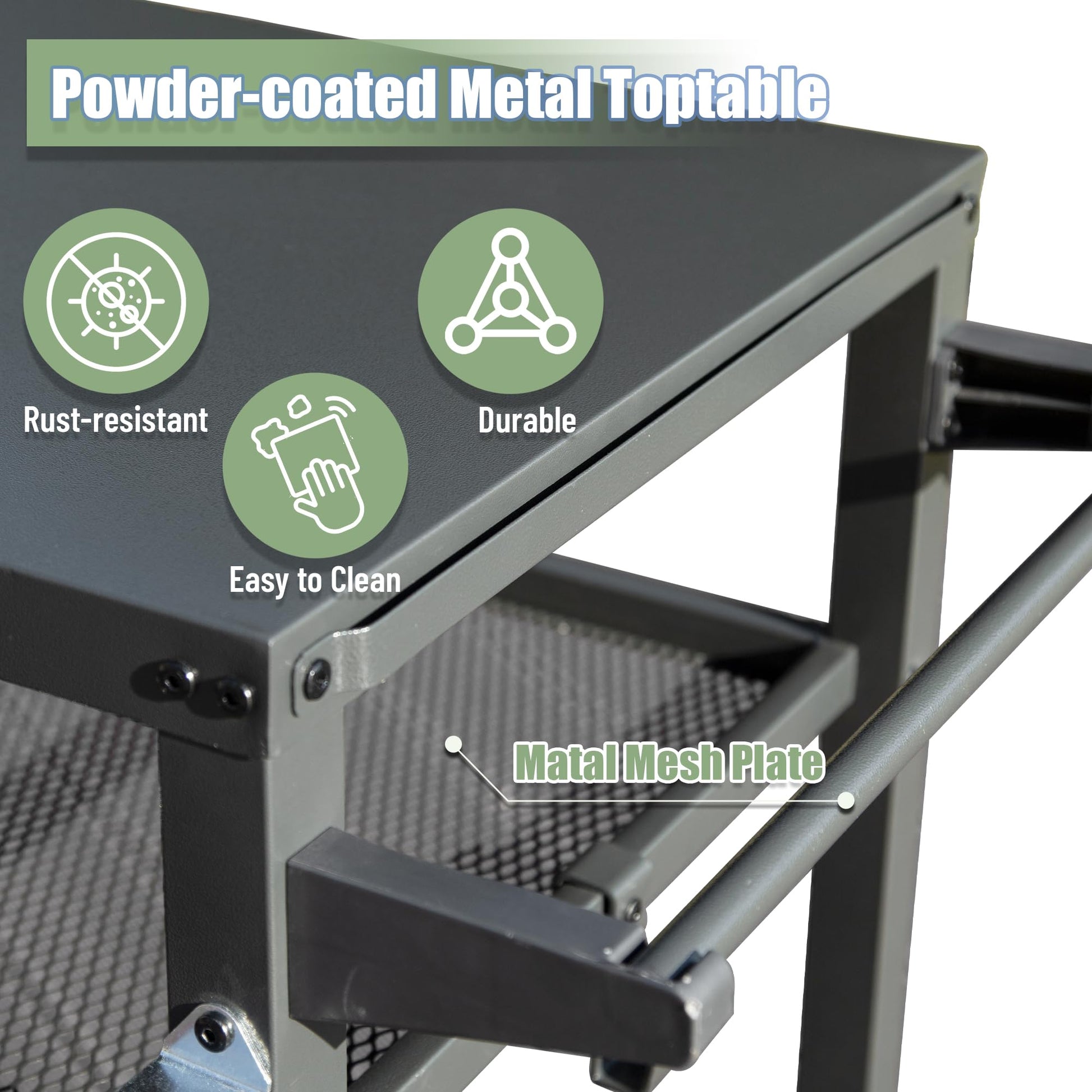 Dark grey powdercoated metal side table