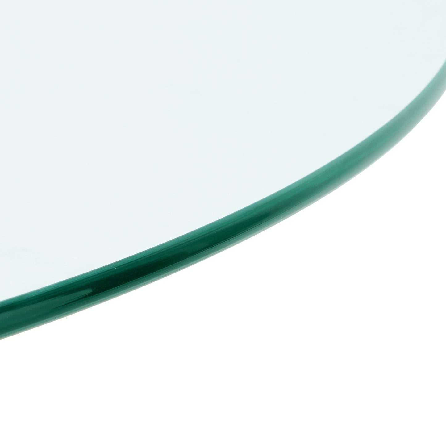 Clear tempered glass tabletop with smooth polished edge