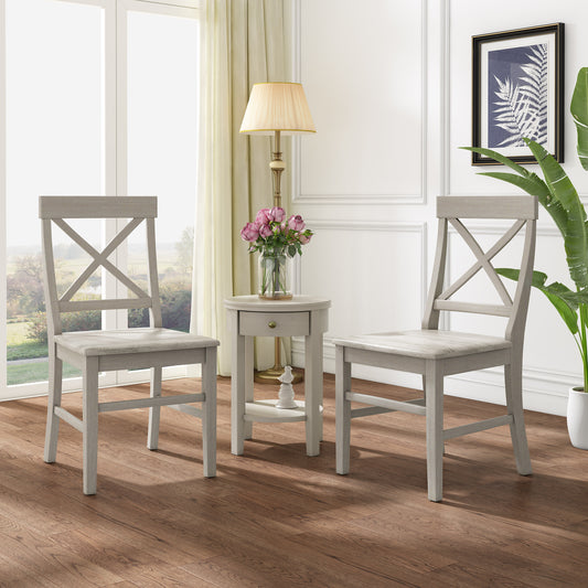 Gray wood dining chair with Xback design