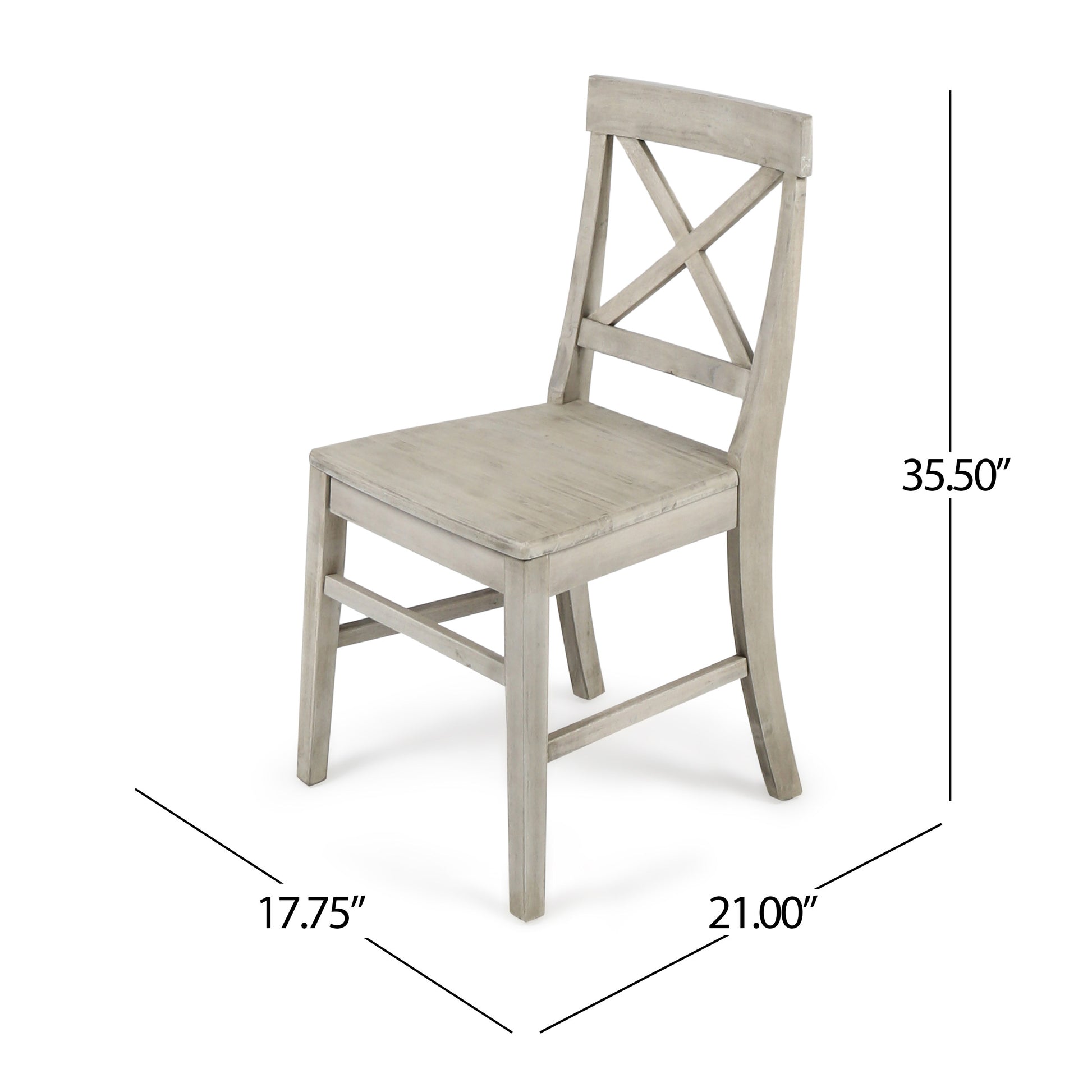 Distressed grey wooden dining chair with Xback design