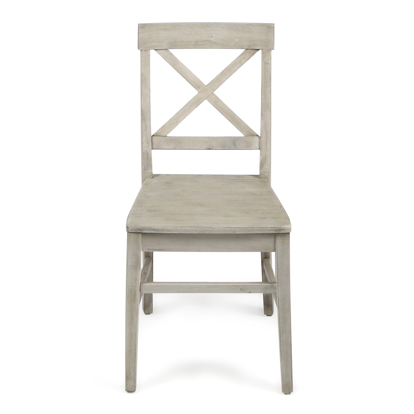 Rustic grey wooden dining chair with Xback detail
