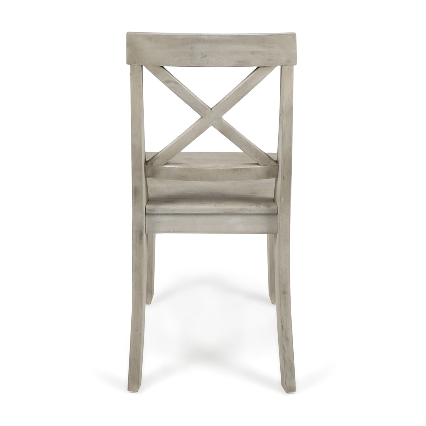 Rustic grey wooden dining chair with Xback design