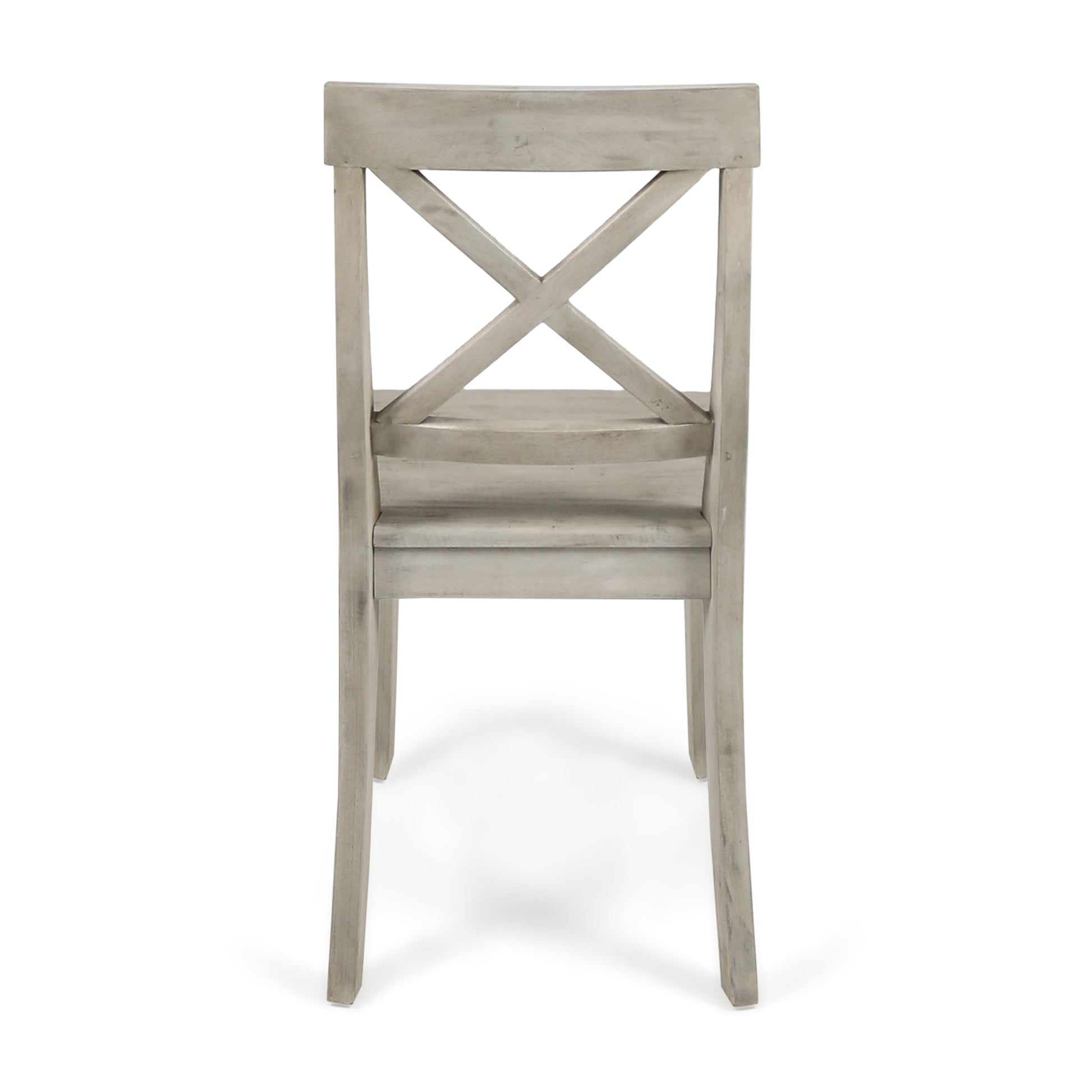 Rustic grey wooden dining chair with Xback design