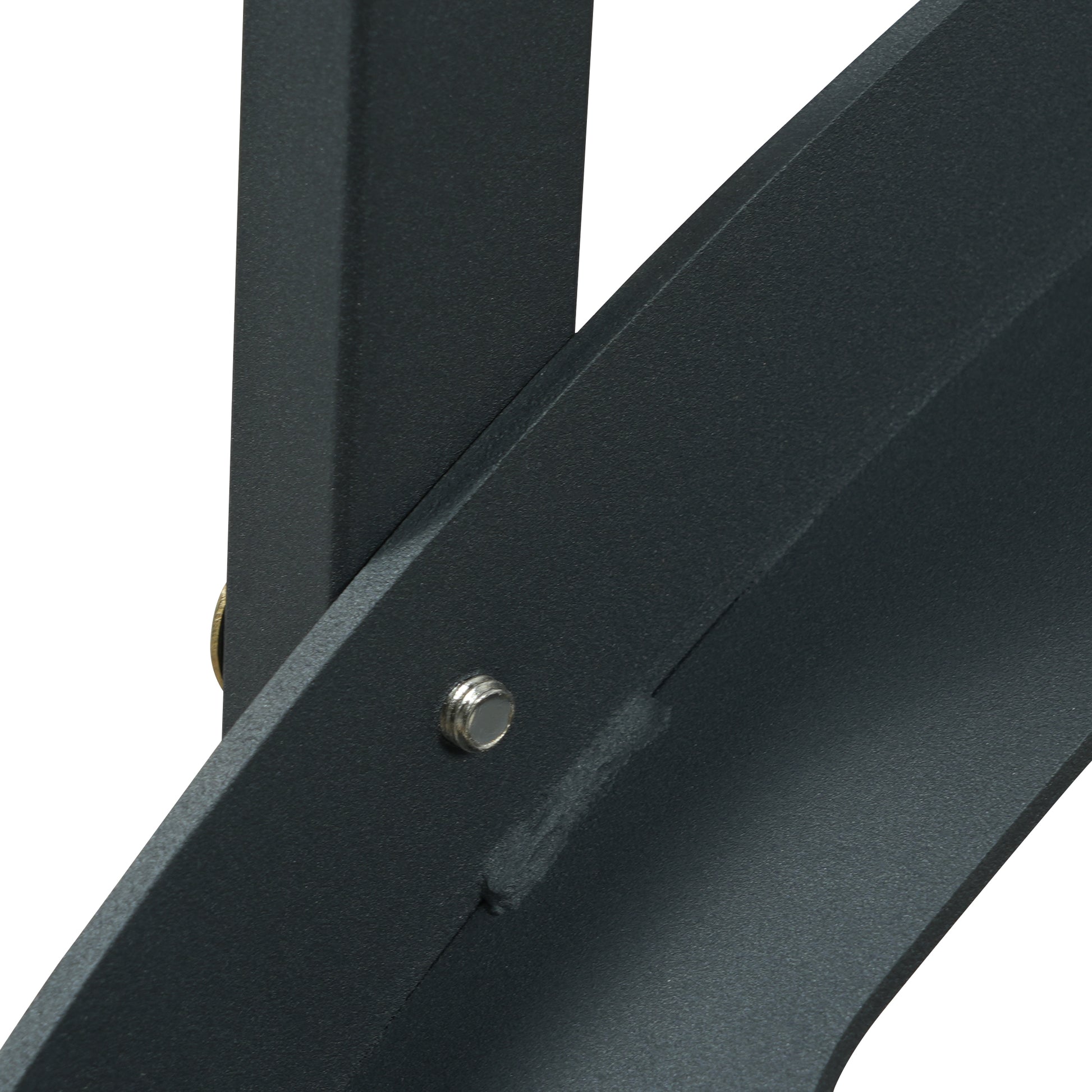 Black powdercoated metal bracket with visible screw detail