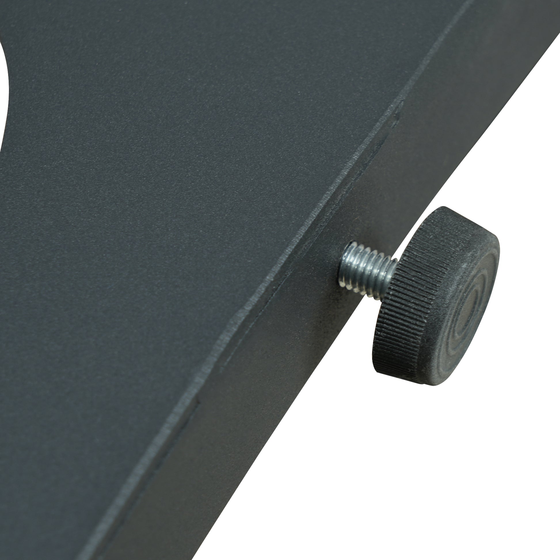 Dark gray metal umbrella base with adjustable knob