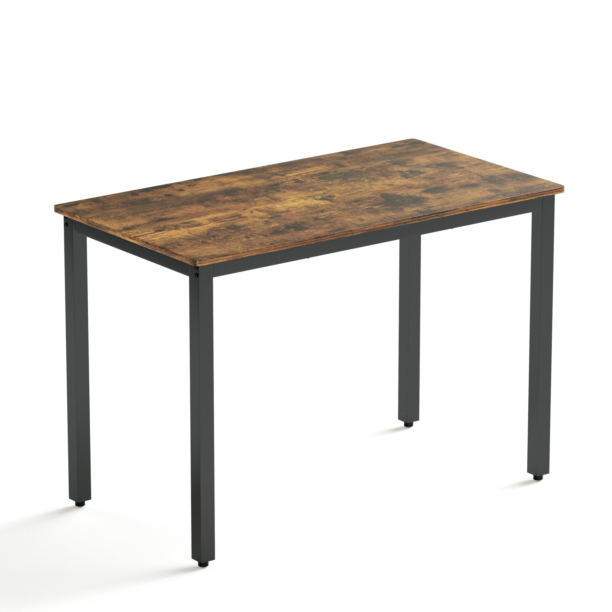 Rustic wood top dining table with black metal legs