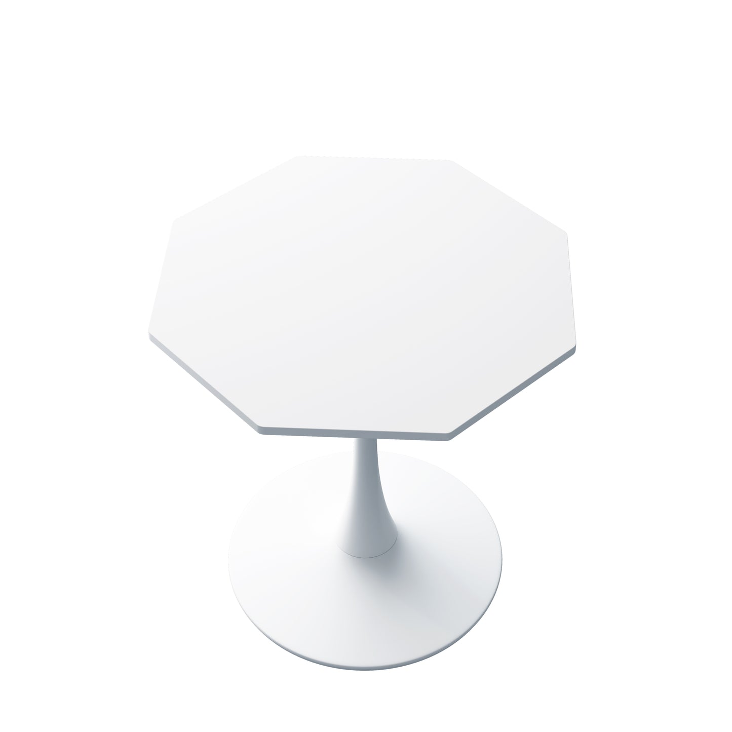 White octagonal pedestal dining table with smooth matte finish