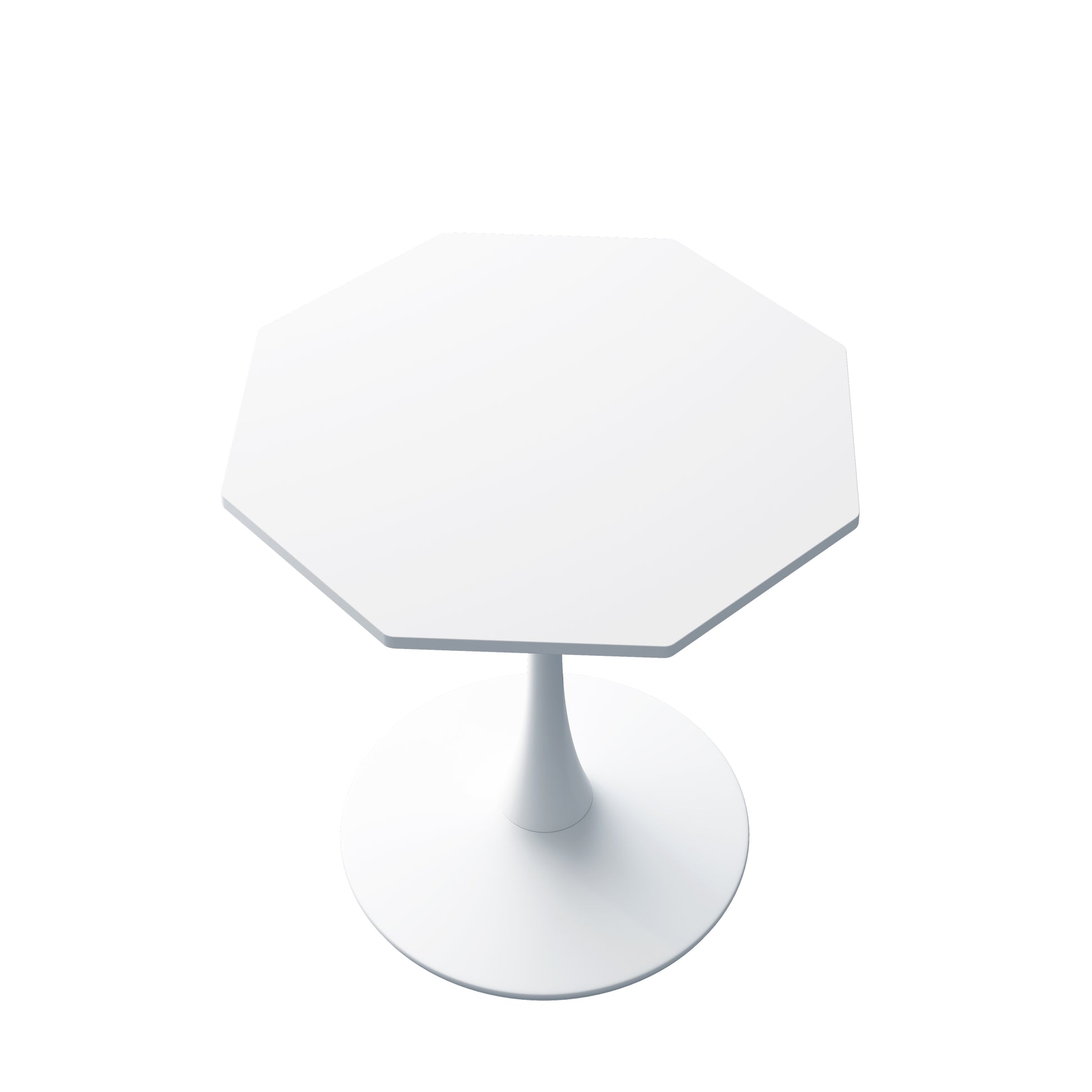 White octagonal pedestal dining table with smooth matte finish