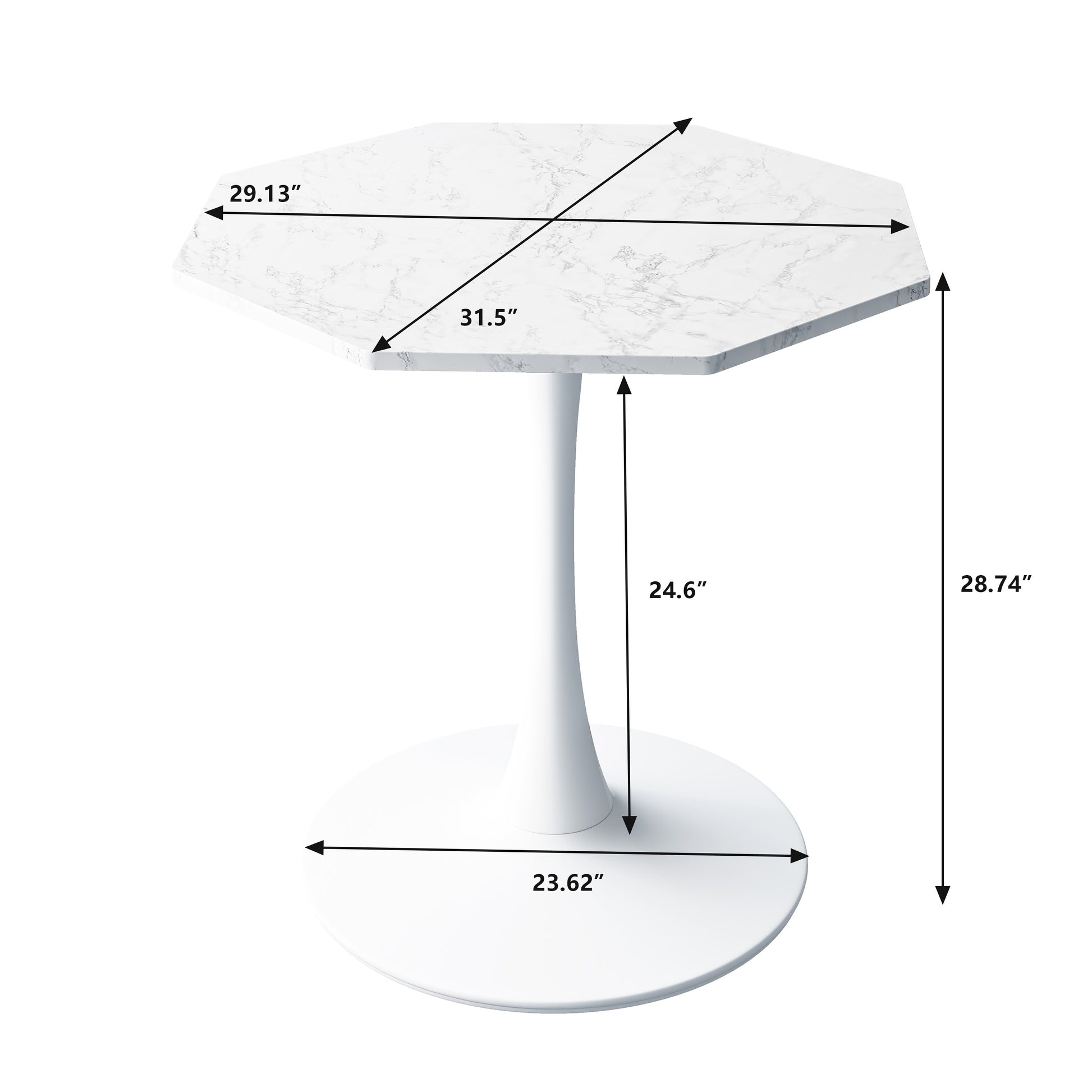 White marble pedestal dining table